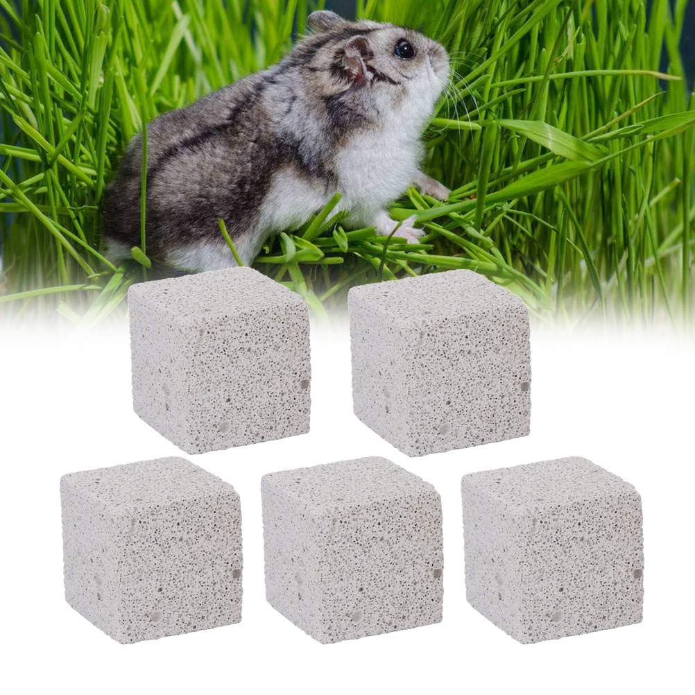 Natural Mineral Stone Chew Toy for Small Pets - 4.5cm Teeth Grinder for Hamster, Rat, Chinchilla & Rabbit (Pack of 5) | Promotes Dental Health & Prevents Overgrown Teeth - Perfect for Cage Enrichment & Stress Relief