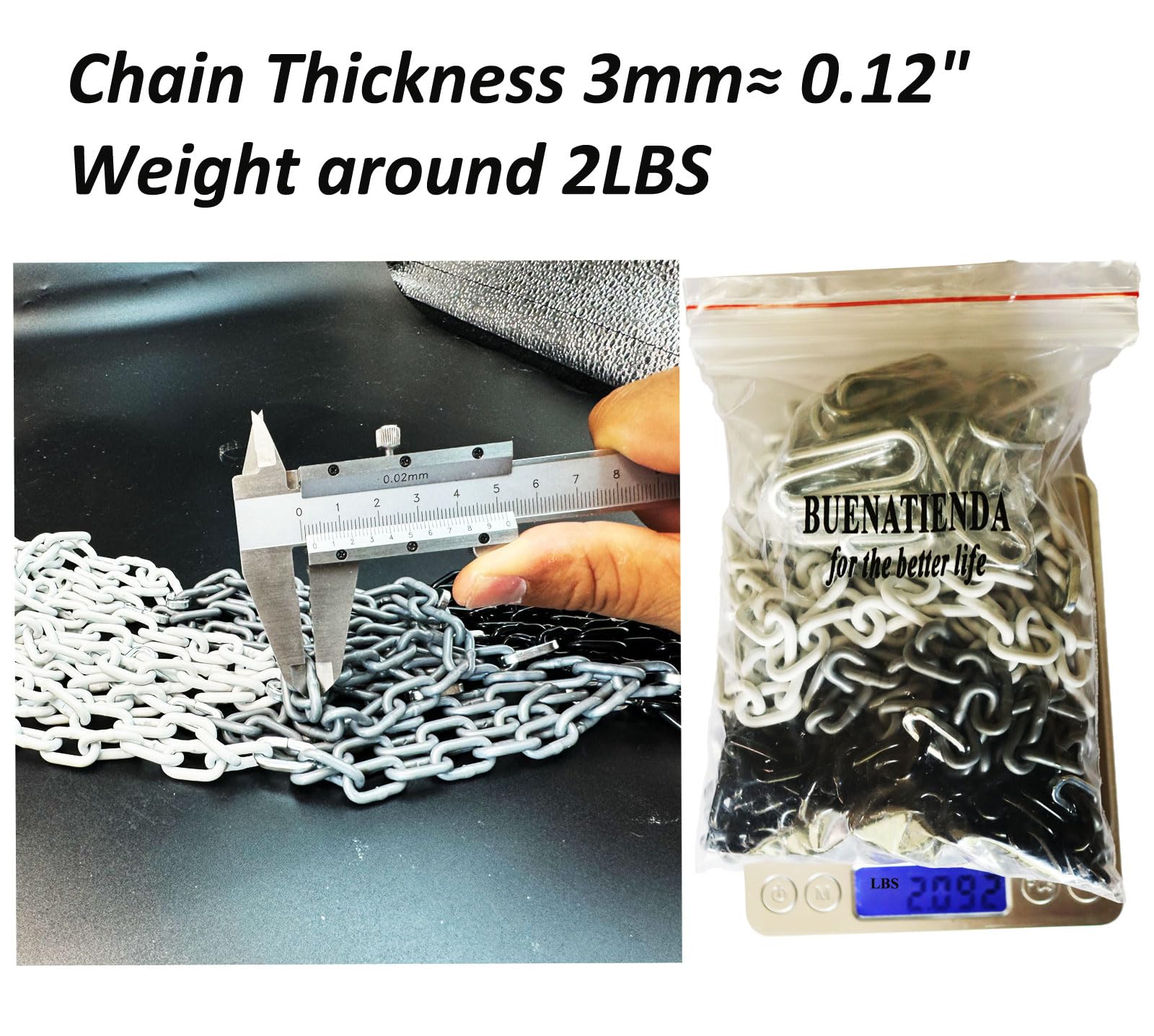 Heavy Duty 2LBS Chain Basketball Net - Rust Proof Outdoor for Courts & Driveways