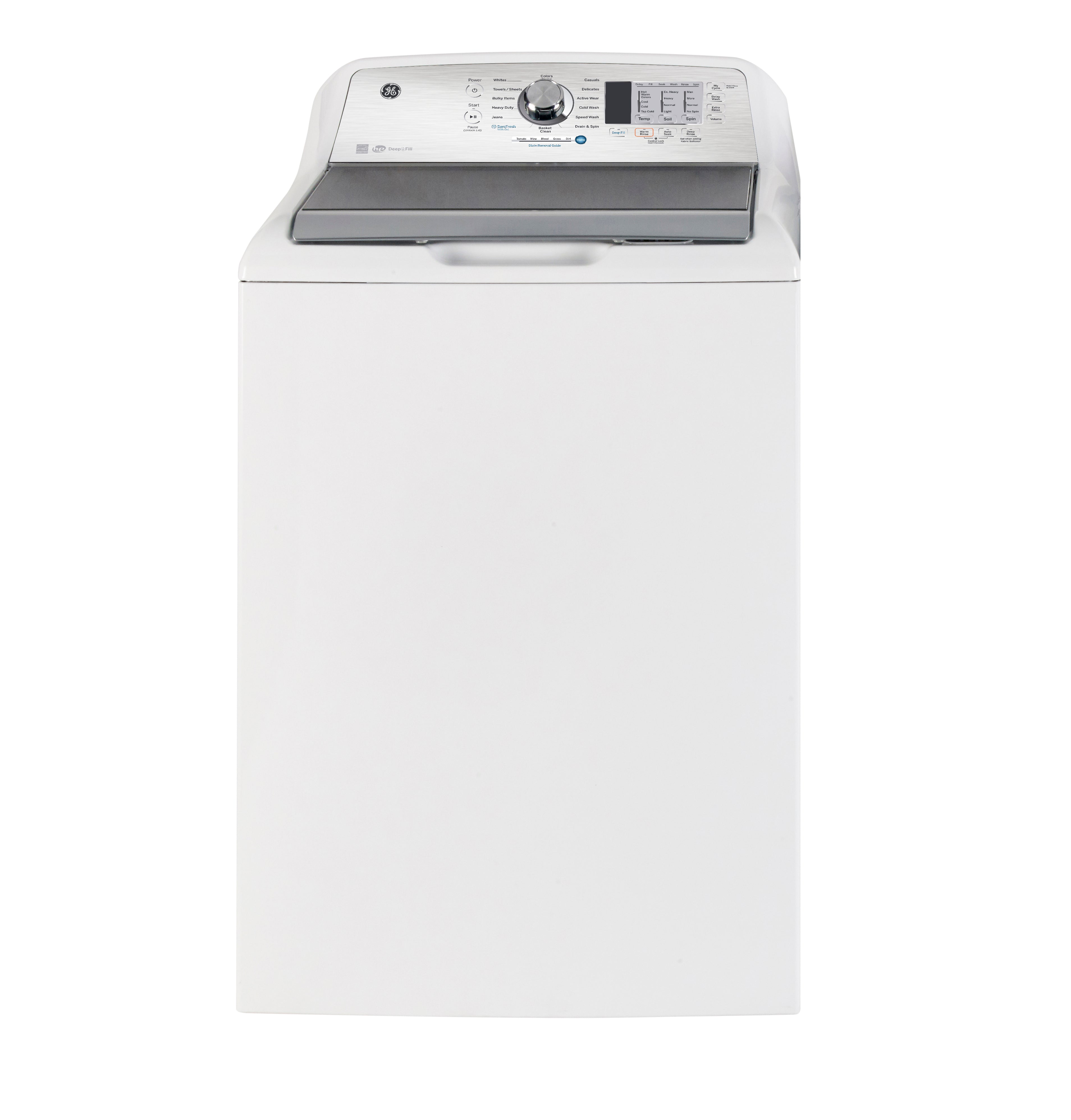 GE GTW680BMRWS 5.3 Cu. Ft. White Top Load Washing Machine - Large Capacity Laundry Washer for Family Homes & Apartments