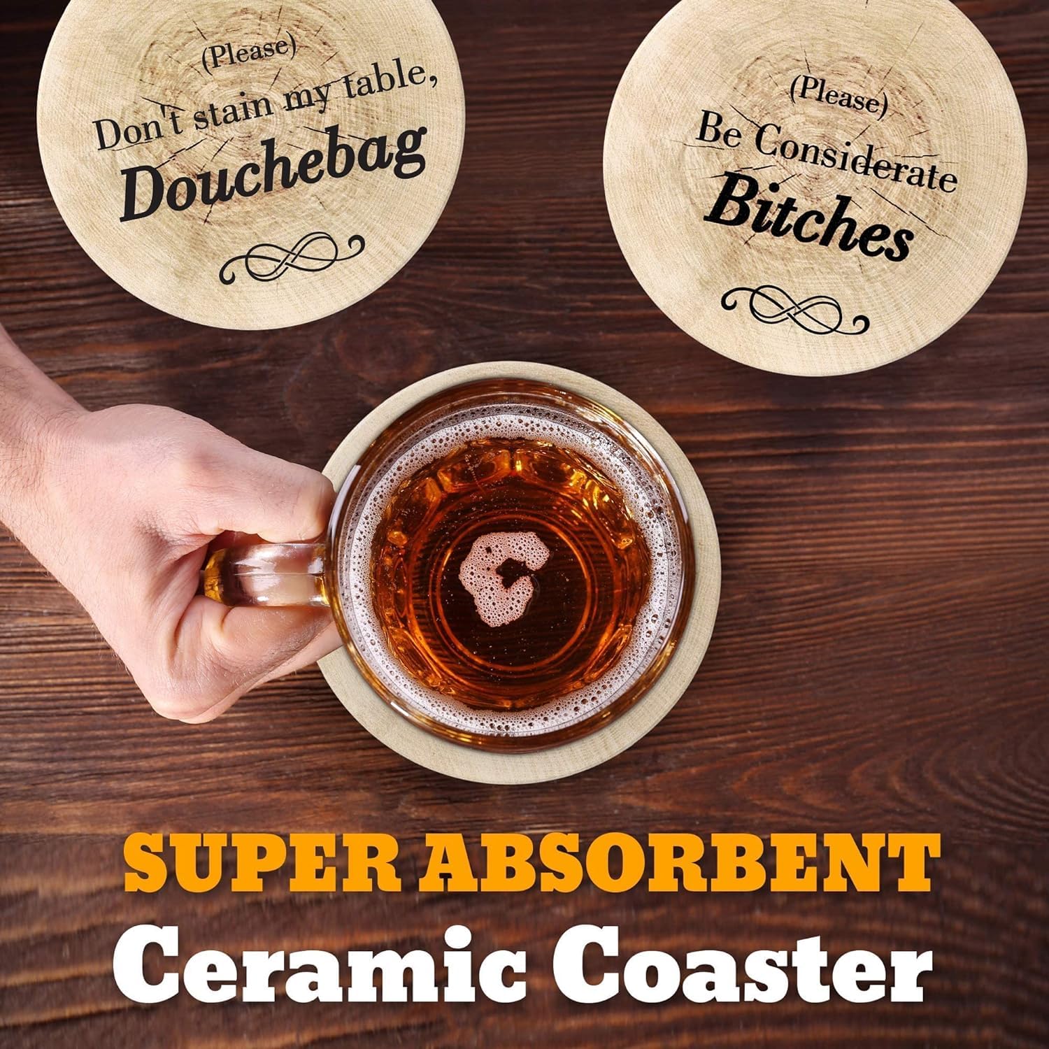 Funny Coasters Set - Unique Gag Gifts for Women & Men - Perfect White Elephant, Secret Santa, Birthday & Housewarming Gifts - Cool Novelty Gift Ideas for Friends & Couples - Great for Parties, Home Decor & Office Use
