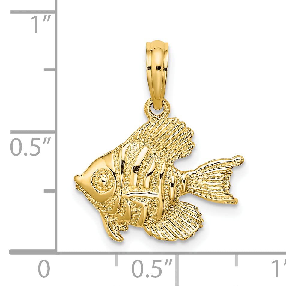 14K Yellow Gold Polished Engraved Fish Charm Pendant - 12.3mm Elegant Jewelry for Women, Perfect Gift for Birthday, Anniversary & Special Occasions
