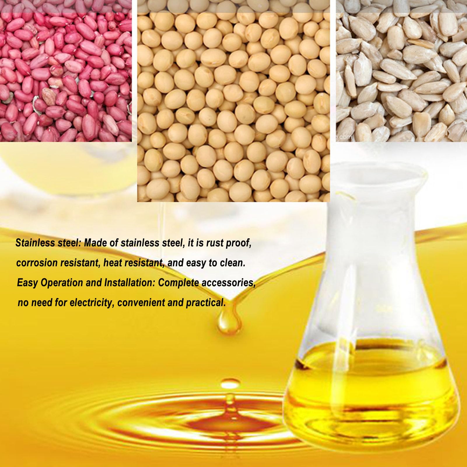 Premium Commercial Manual Oil Press Machine - Cold Press Peanut, Nut & Seed Oil Expeller for Home & Business Use | Perfect for Organic Cooking, DIY Cosmetics & Healthy Lifestyles