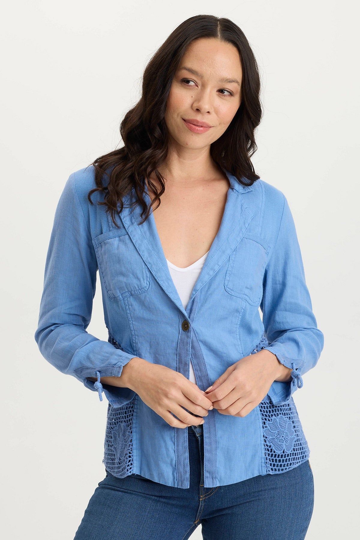 Lightweight Embroidered Linen Crochet Jacket for Women - Boho Chic Summer Cover-Up, Beach Wedding, Outdoor Brunch & Casual Wear