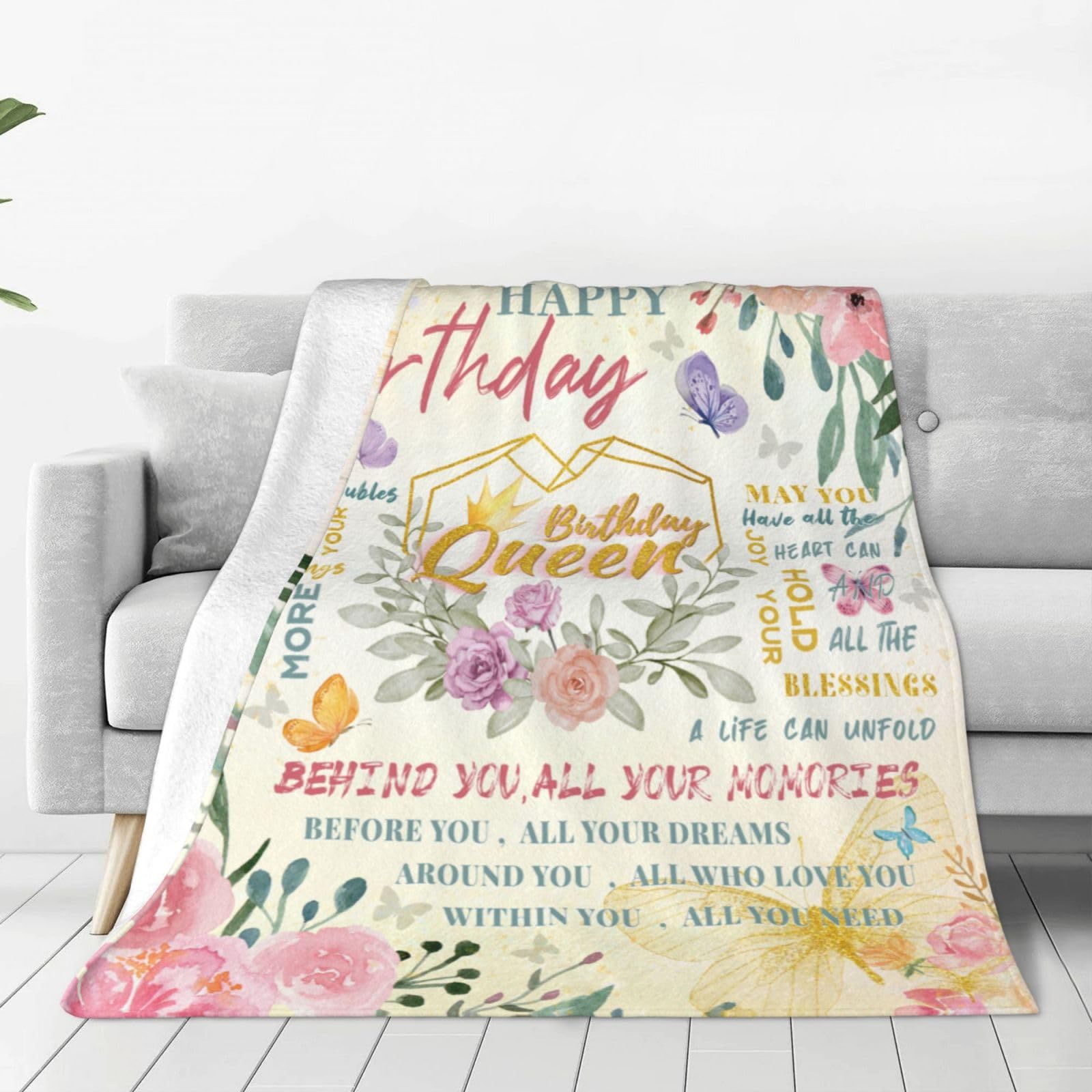 Soft Flannel Plush Birthday Throw Blanket 80