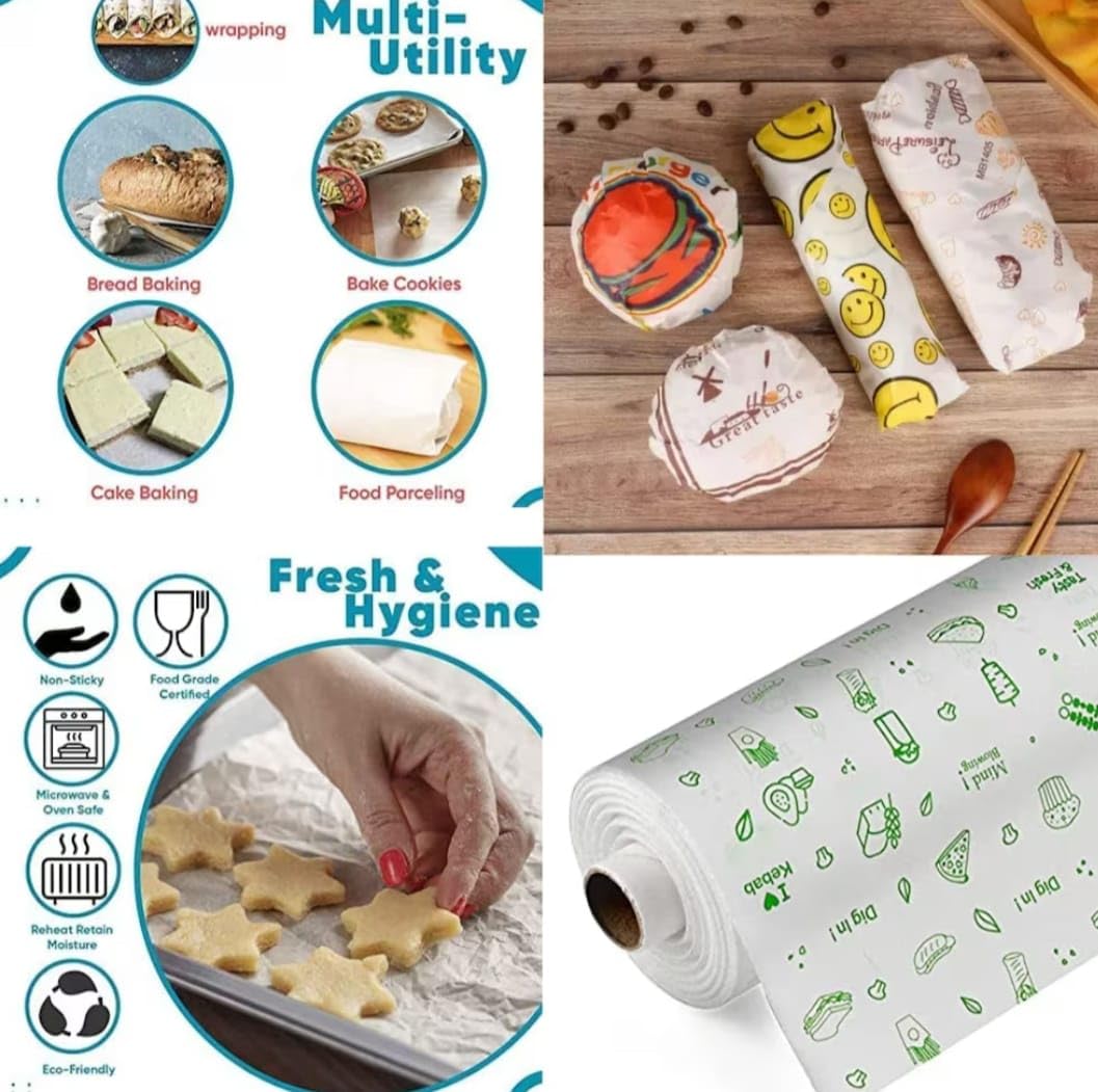 100m Food Grade Parchment Paper Roll - 30 x 8 Inch, 1kg, White | Non-Stick Baking Paper for Roti, Paratha, Wrapping, Cooking & Baking | Perfect for Kitchen, Bakery, Meal Prep & Food Storage