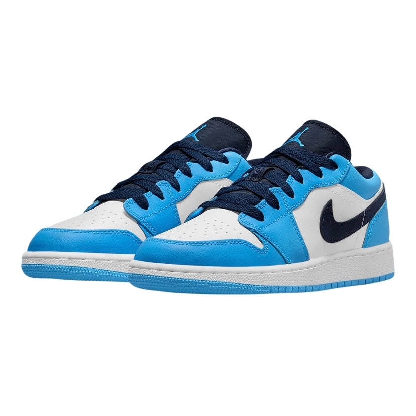 Air Jordan 1 Low GS UNC University Blue White Sneakers 2021 - Kids Basketball Shoes for School, Sports & Casual Wear