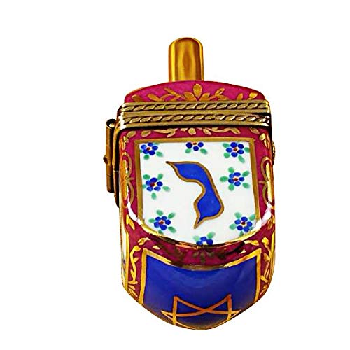 Rochard Limoges Box - Dreidel Blue-Maroon Porcelain Jewelry Box | Religious Keepsake Gift for Hanukkah, Christmas & Special Occasions | Perfect for Home Decor, Collectibles & Gift Giving