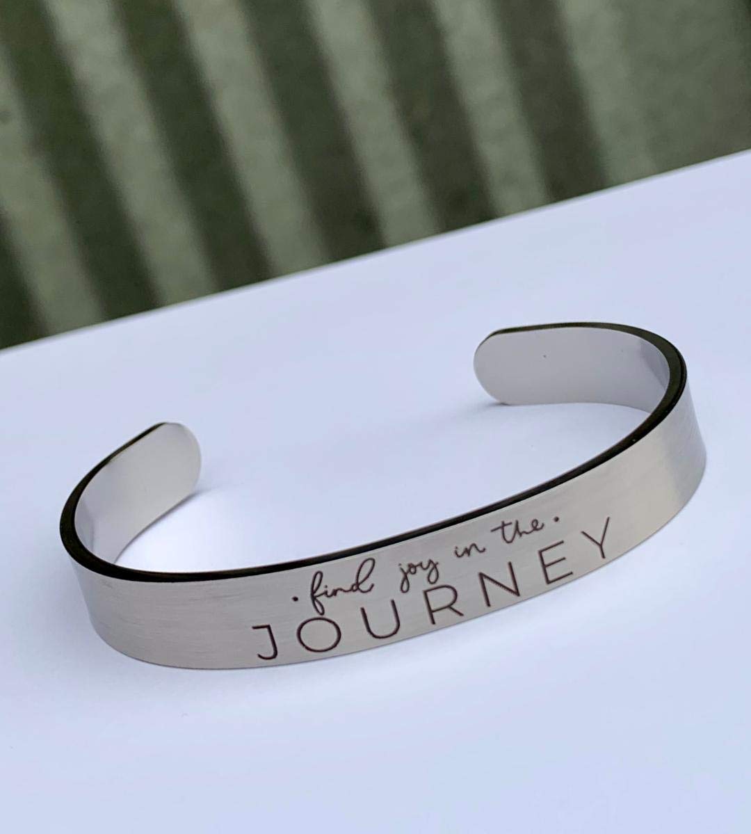 Dream Mantra Cuff Bracelet - Stackable Graduation & Birthday Gift for Her - Find Joy in the Journey - Best Friend Gift - Perfect for Daily Wear, Special Occasions & Spiritual Inspiration