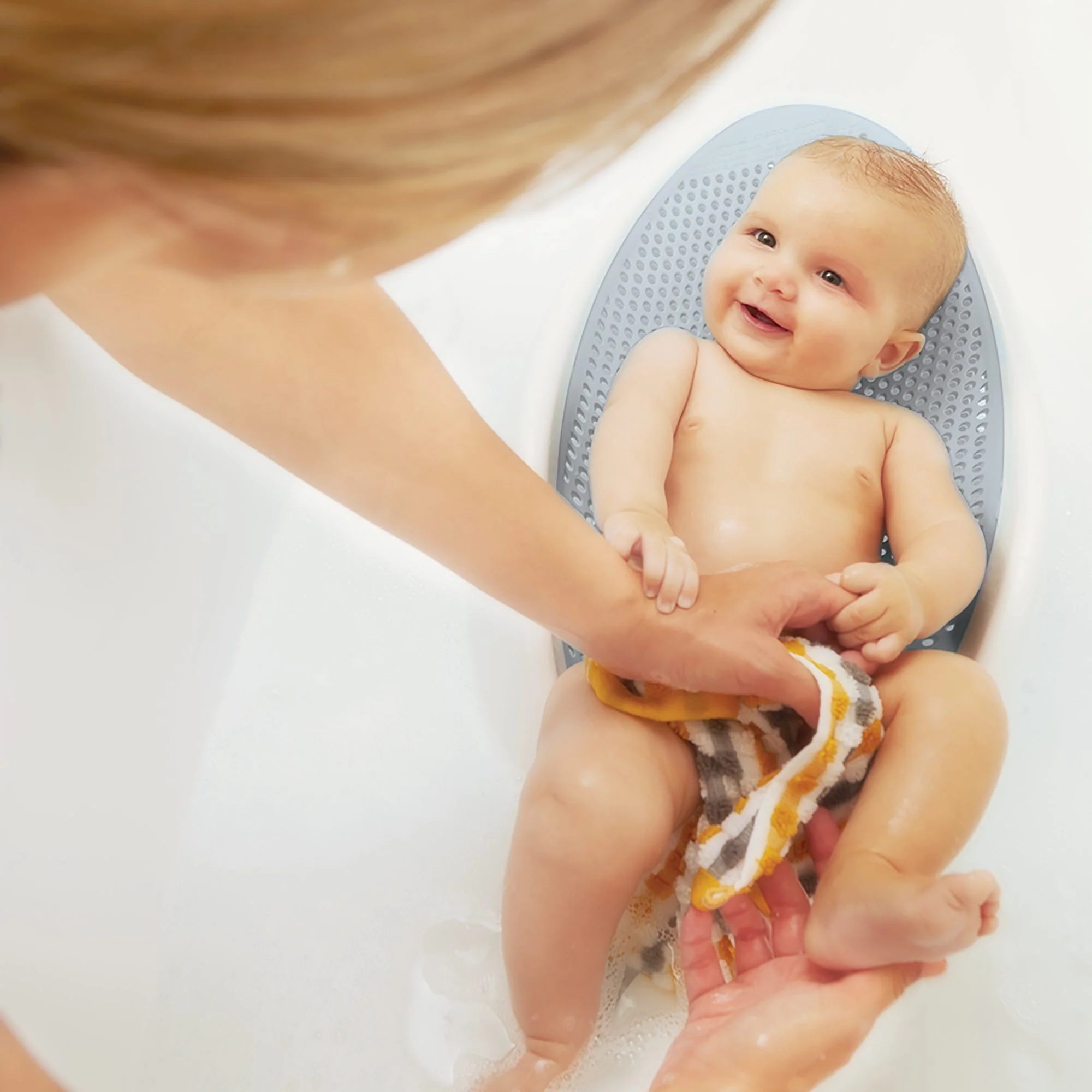 Angel Care Baby Bath Support - Soft Grey Infant Bathtub Seat for Newborns & Toddlers | Safe & Comfortable Bathing Aid for Home Use