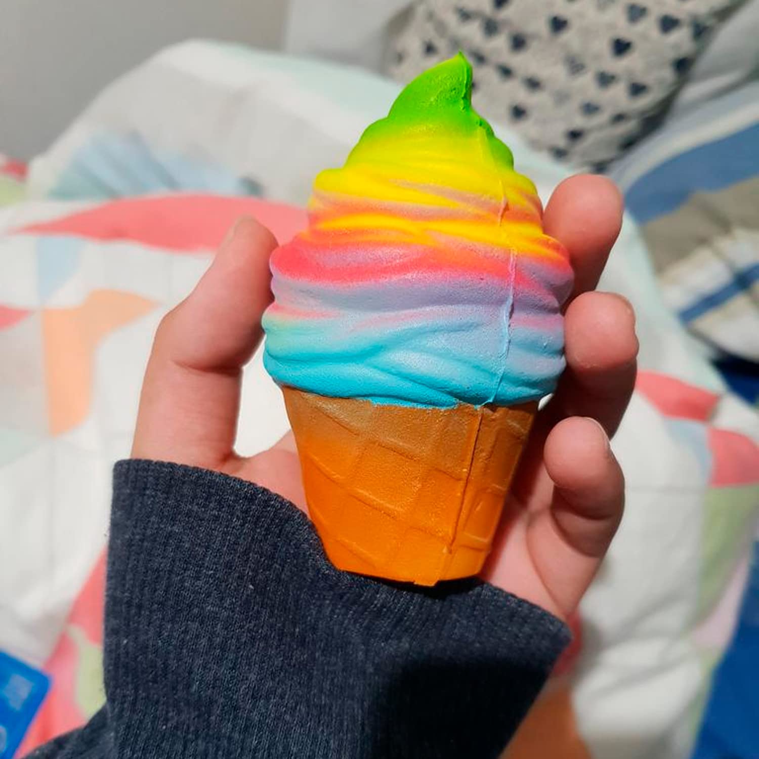 Slow Rising Squishy Fidget Toy - Cute Ice Cream Stress Relief Keychain for Kids & Adults | Party Favors, Anxiety Relief, Sensory Play & Office Desk Decor