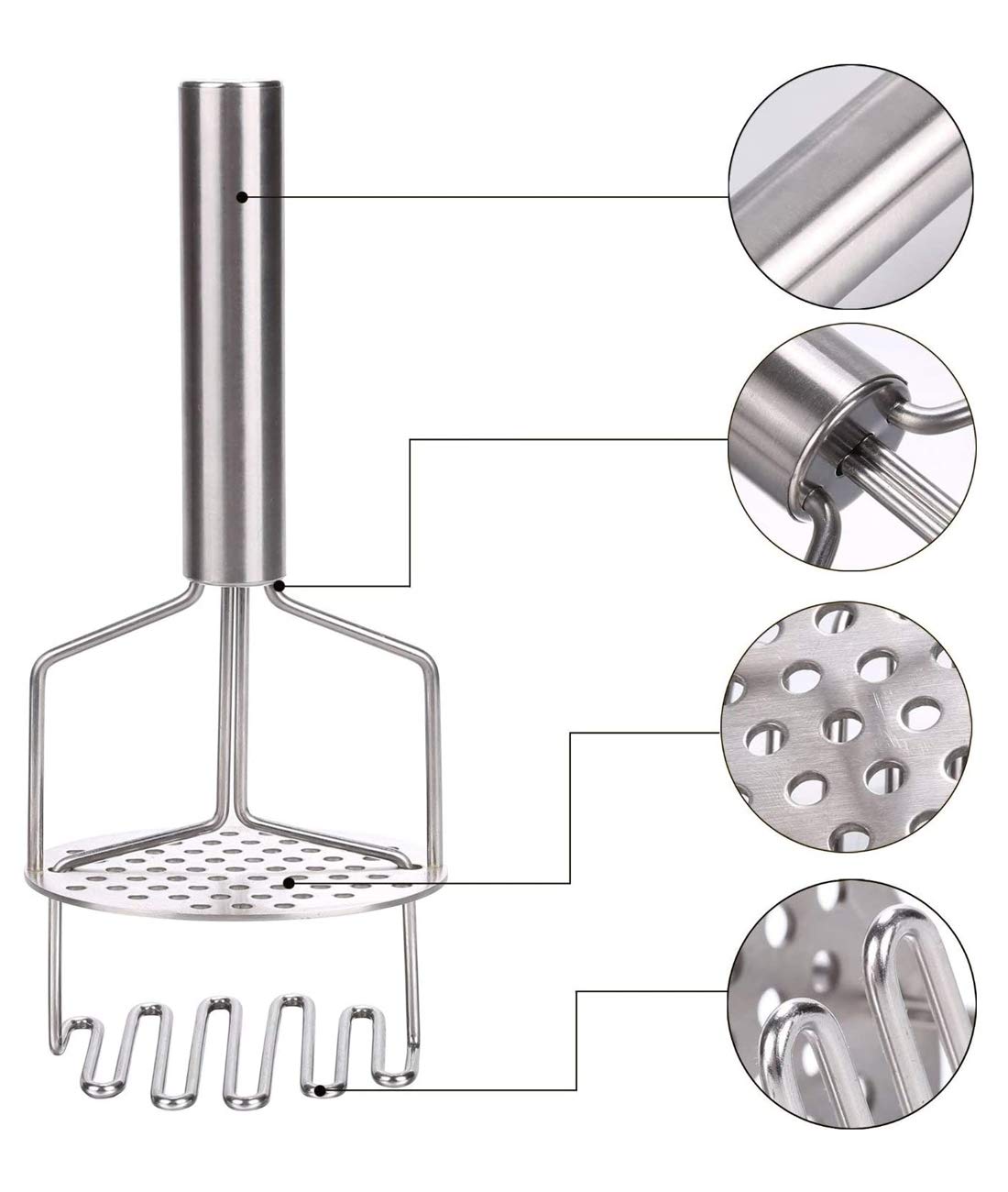 Stainless Steel Potato Masher & Ricer - Dual Press Head for Perfect Mashed Potatoes, Banana Bread, Pumpkin Puree | Ideal for Kitchen, Baking & Meal Prep