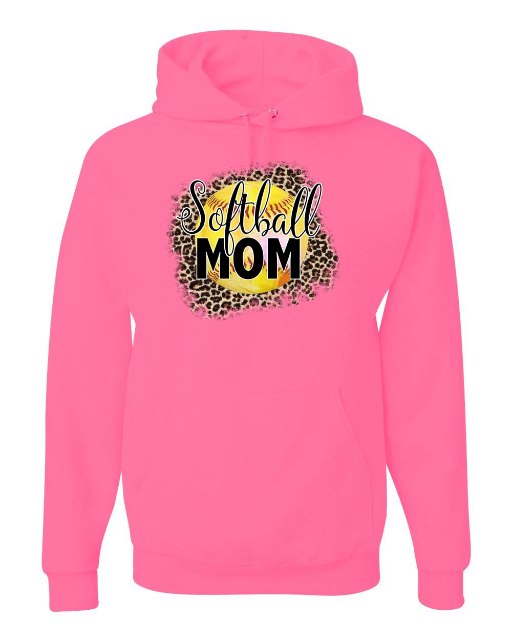 Wild Bobby Softball Mom Animal Print Graphic Hoodie - Unisex Sports Sweatshirt for Women & Girls - Perfect for Game Day, Team Spirit & Casual Wear