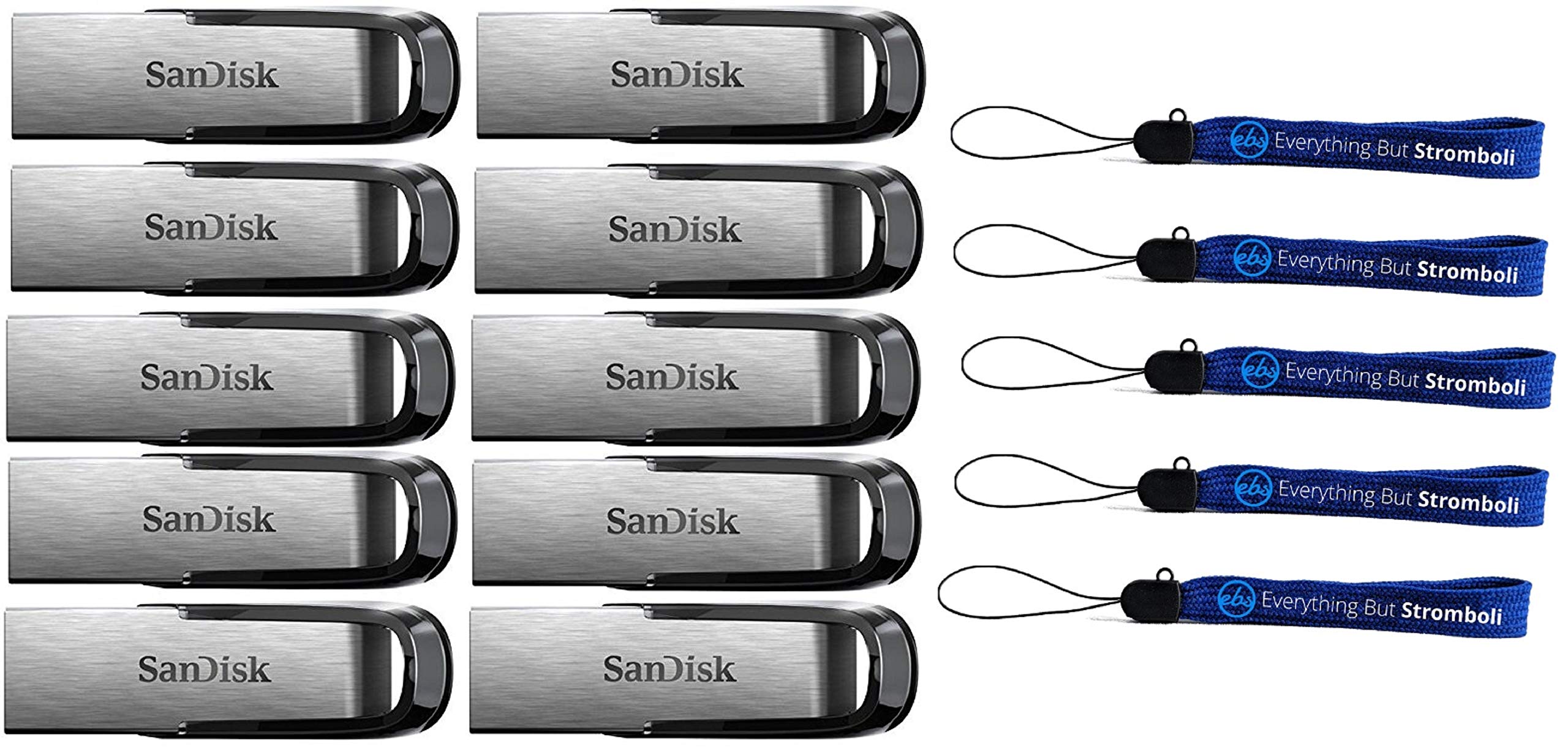 SanDisk 128GB USB 3.0 Flash Drive 10-Pack - High Speed for Office & School