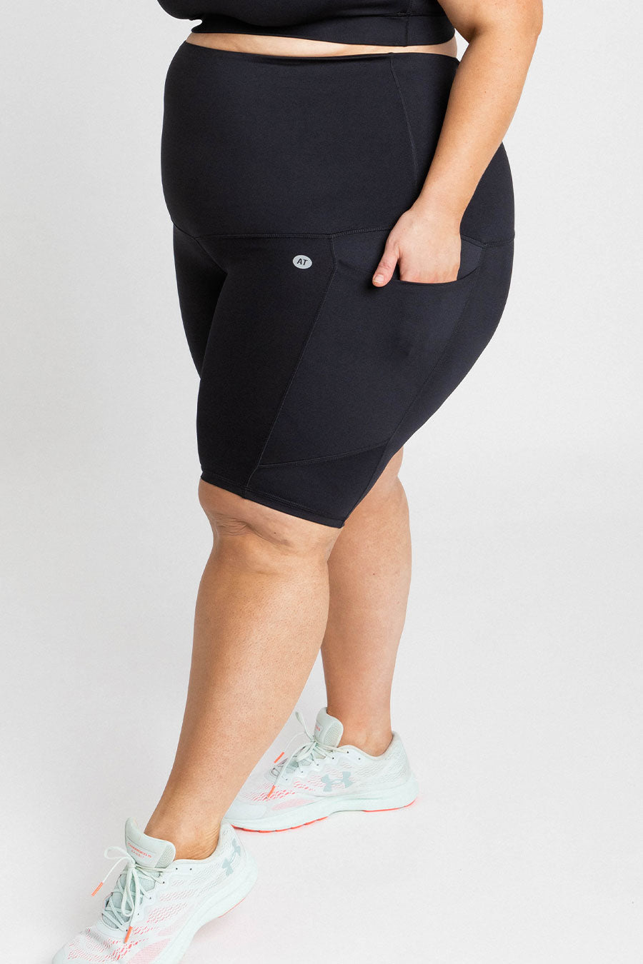 Postpartum Recovery Bike Shorts with Pockets - High Waisted Black Workout Shorts for Women | Perfect for Post Pregnancy Exercise, Yoga & Comfortable Daily Wear