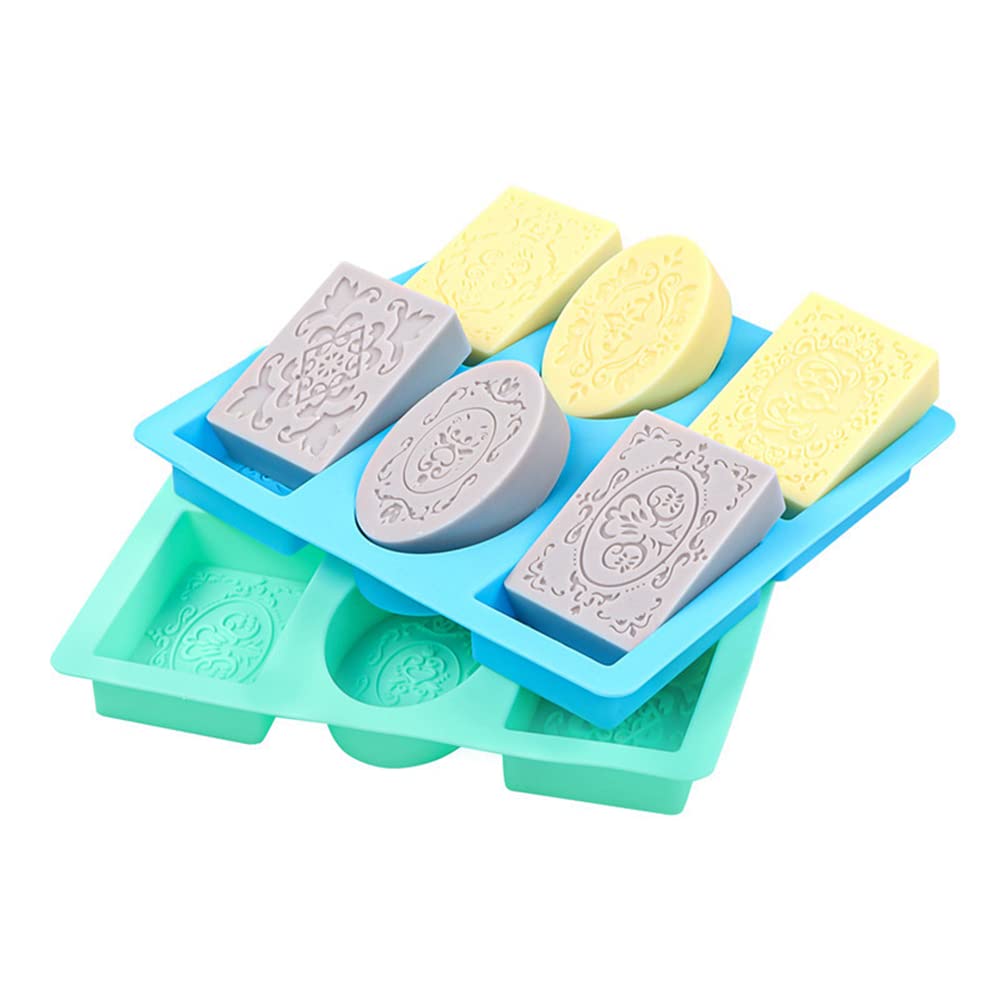 2-Pack Silicone Soap Molds for Handmade Soap Making - Rectangle, Oval & Flower Shapes - Reusable Baking & Bath Molds for DIY Crafts, Gifts & Home Spa Relaxation