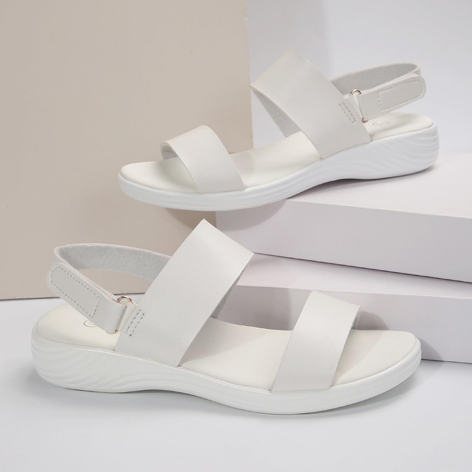 Women's Summer Fashion Flat Sandals - Comfortable Elastic Strappy Thong Platform Sandals for Beach, Vacation & Casual Outings