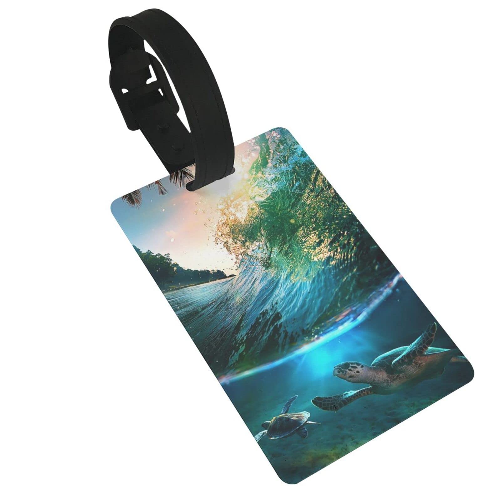 Funny Sea Turtle Luggage Tags - Durable Suitcase ID Tags for Travel Bags, Backpacks & Luggage - Perfect for Women, Men & Kids - Great for Airports, Cruise Ships & Family Vacations