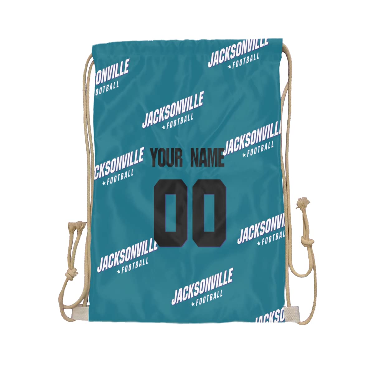 Custom Personalized Football Fan Drawstring Backpack with Any Name & Number - Gift for Men, Youth & Boys - Perfect for Game Day, School & Sports Events (Jacksonville Jaguars Style)