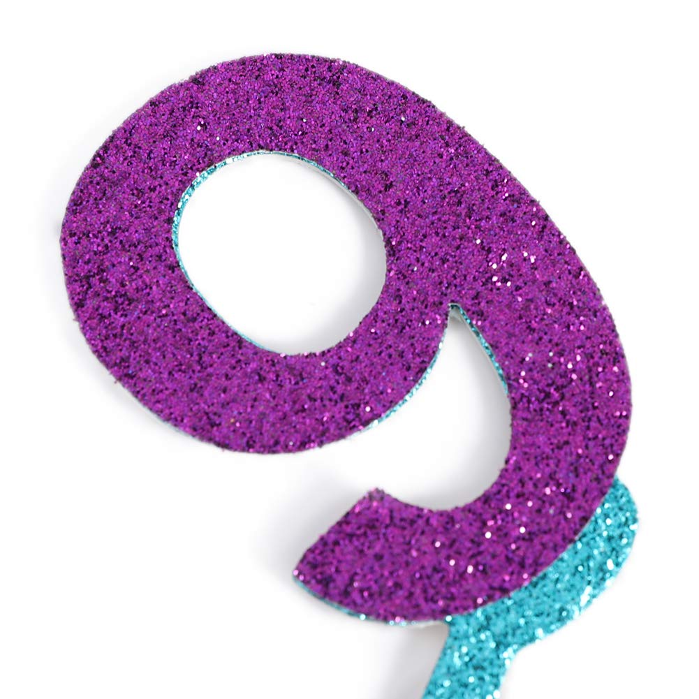Personalized Mermaid Cake Topper for Birthday Parties - Glitter Smash Cake Decoration, Photo Booth Props & 9