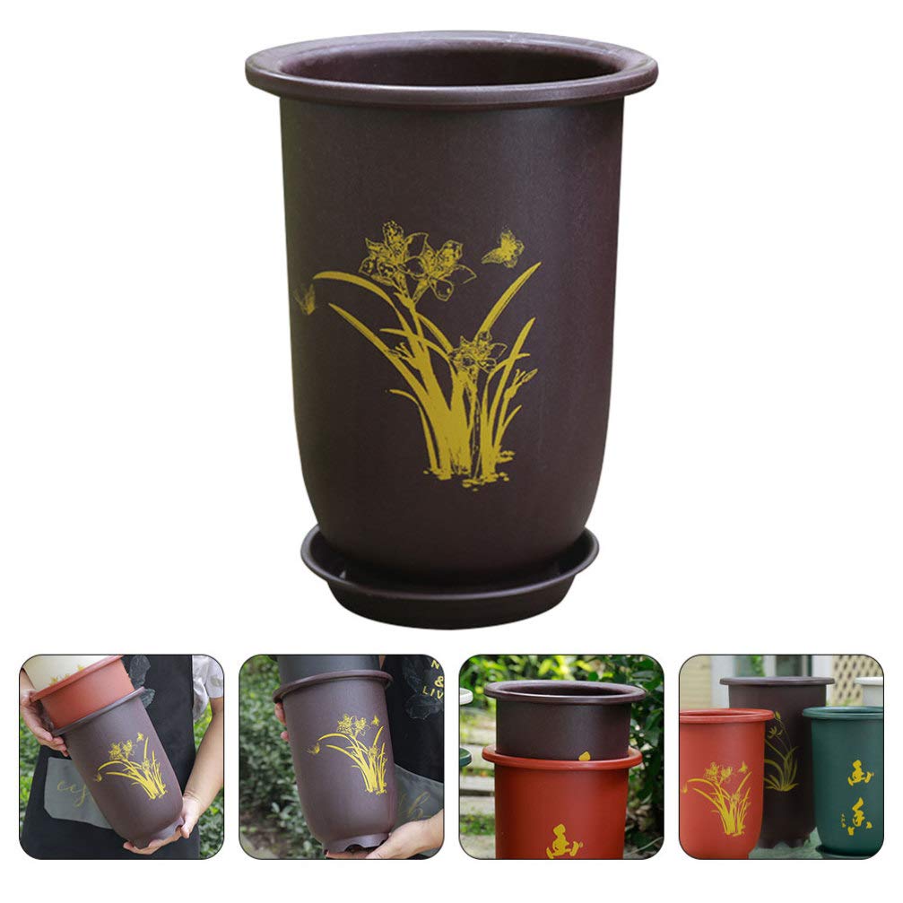 1 Set Imitation Purple Sand Flower Pot - Large Tall Planters for Trees, Garden & Office - Outdoor Plastic Planting Pots for Seeding & Decor
