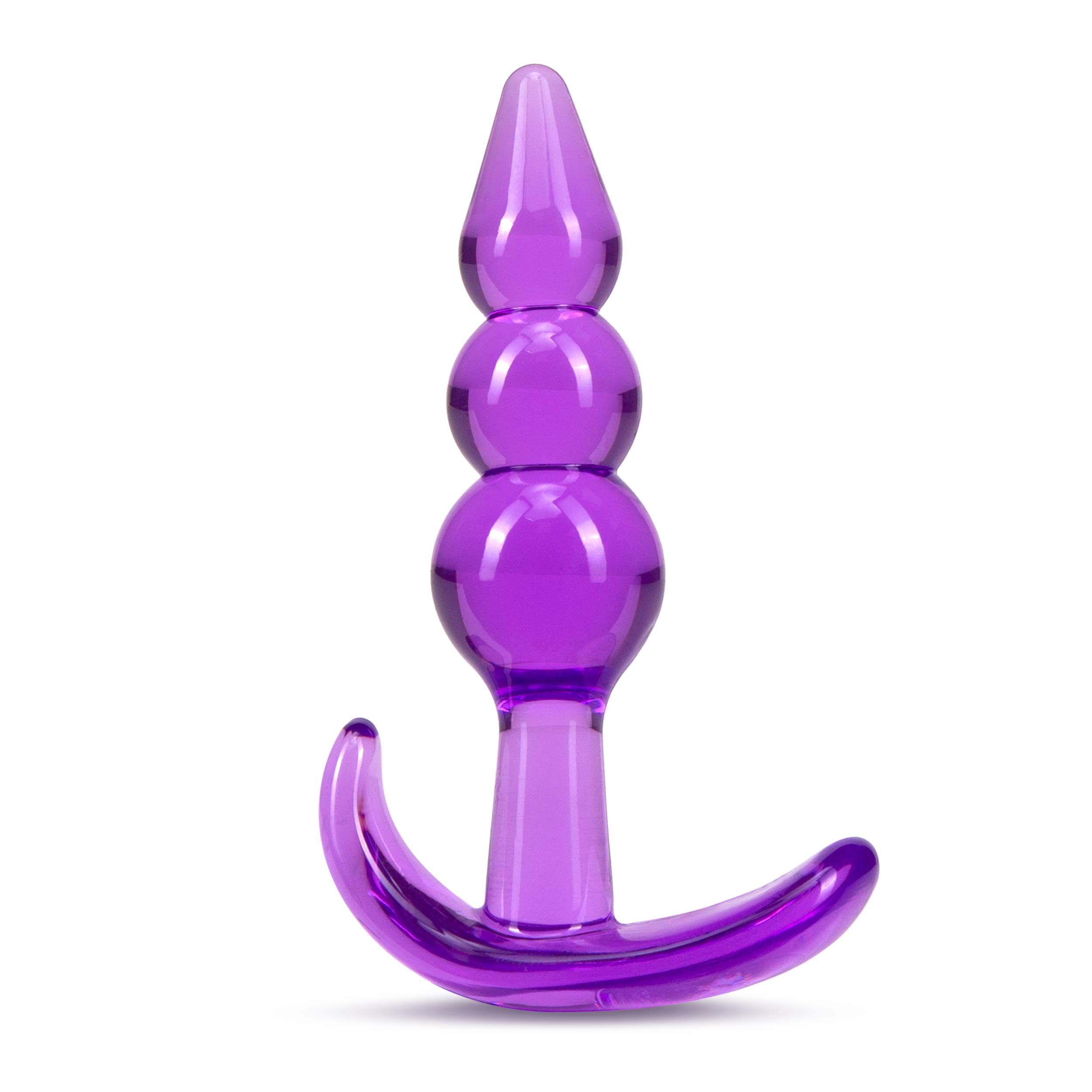 Blush Novelties B Yours Triple Beaded Butt Plug - 3.25 Inch See-Through Silicone Anal Toy with Anchor Base | Flexible, Comfortable & Easy to Insert | Fragrance-Free & Easy to Clean | Perfect for Beginners, Couples Play & Solo Exploration