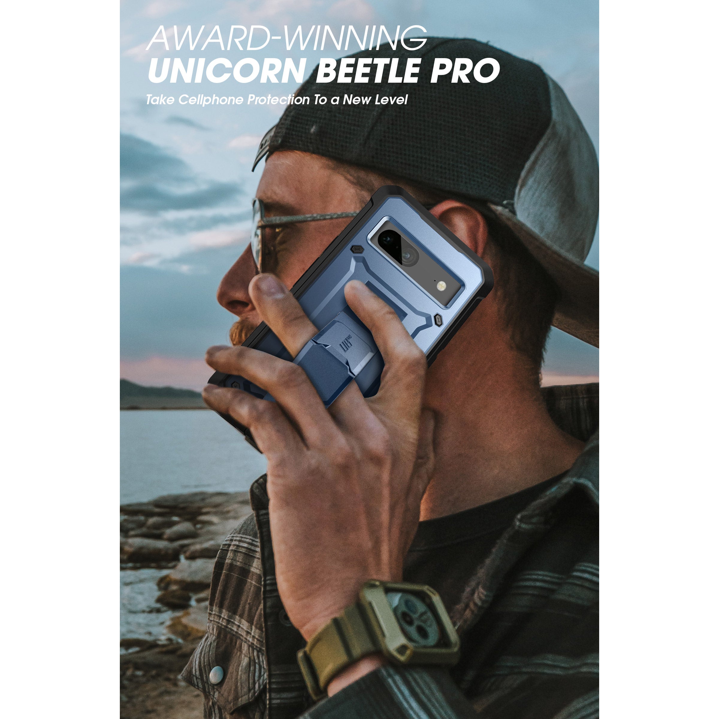 Google Pixel 7 Case - Unicorn Beetle PRO Rugged Holster with Kickstand | Shockproof & Military-Grade Protection | Metallic Blue | Perfect for Outdoor Adventures & Daily Use
