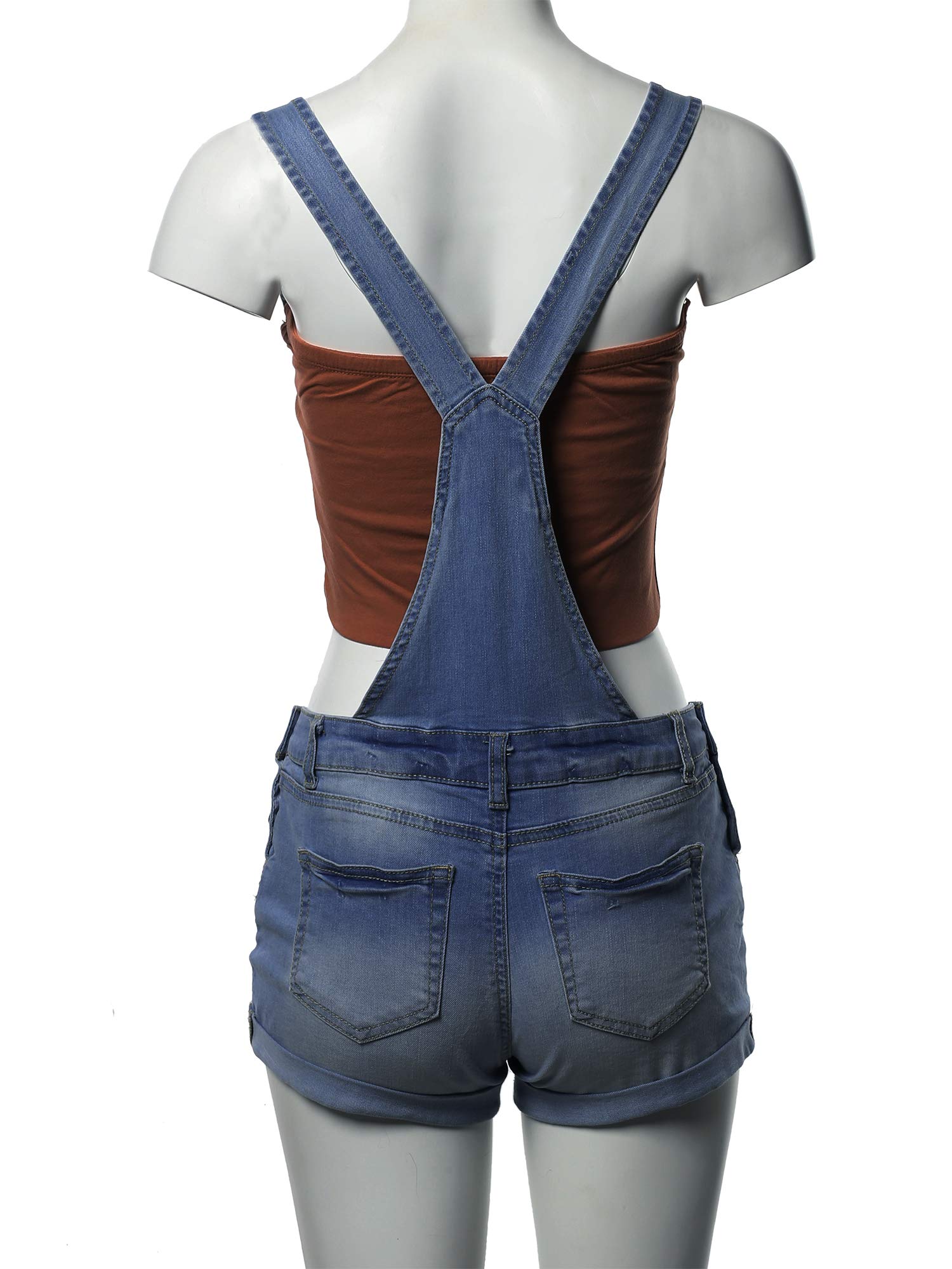 Emma Women's Casual Printed Denim Short Overalls with Pocket Lining & Rolled Cuff | Summer Outfits, Beach Wear, Street Style Fashion