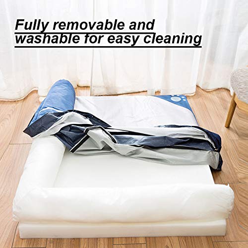Premium Soft Pet Bed for Dogs & Cats - 4 Seasons Washable Dog Sofa Mat, Removable Kennel Cover - Large Size, Navy Blue - Perfect for Home, Crate & Travel Use
