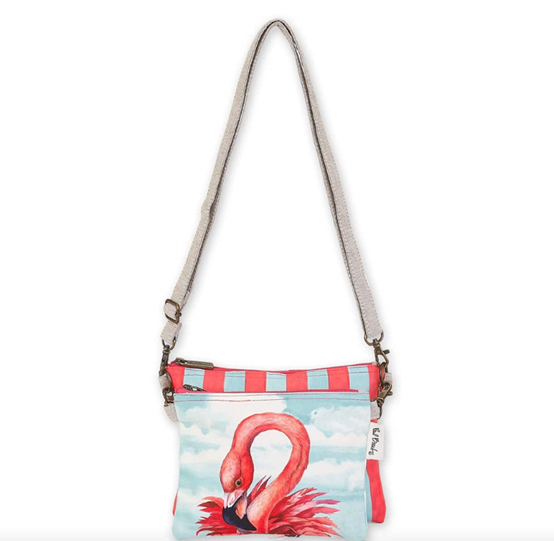 Stylish Cotton Canvas Crossbody Bag with Fab Flamingo Print - Perfect for Travel, Shopping & Everyday Use