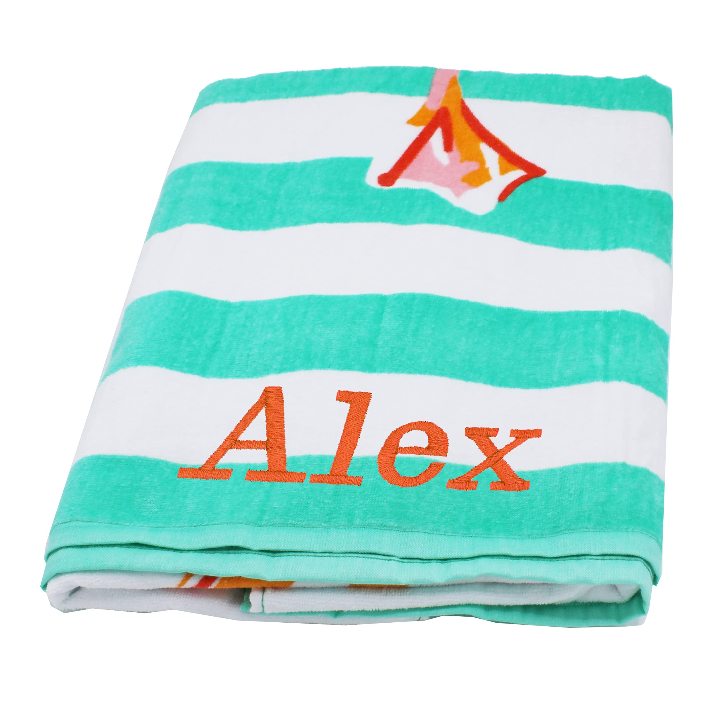 Personalized Beach Towels with Name - Custom Monogrammed Flamingo Towel for Kids, Women & Men | Unique Embroidered Gift for Pool, Vacation & Summer Outings