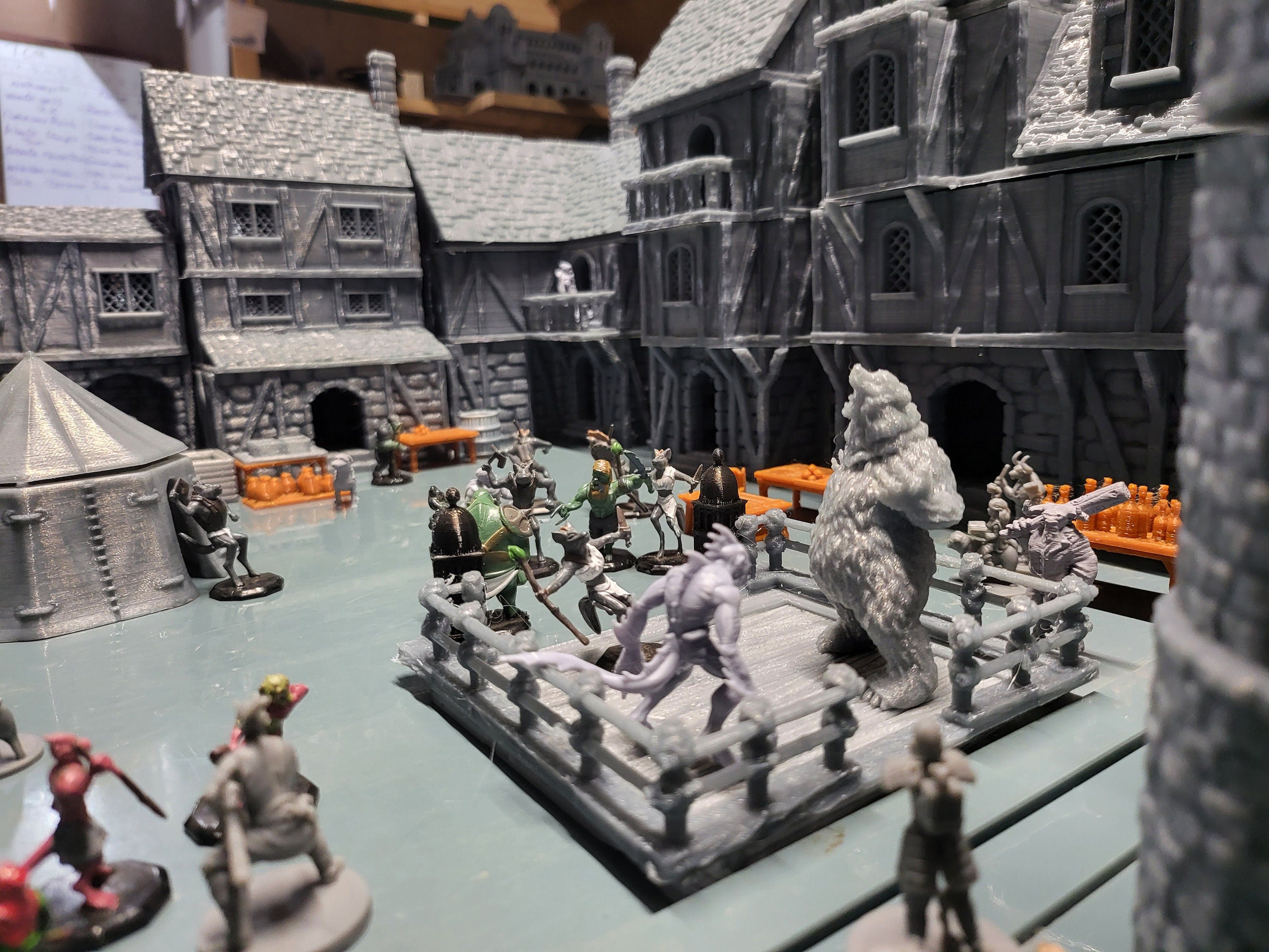 Town District Set - 3D Printed Modular Village Building Kit for Wargaming, Dioramas & Tabletop RPG Scenes | DIY Miniature Terrain Collection