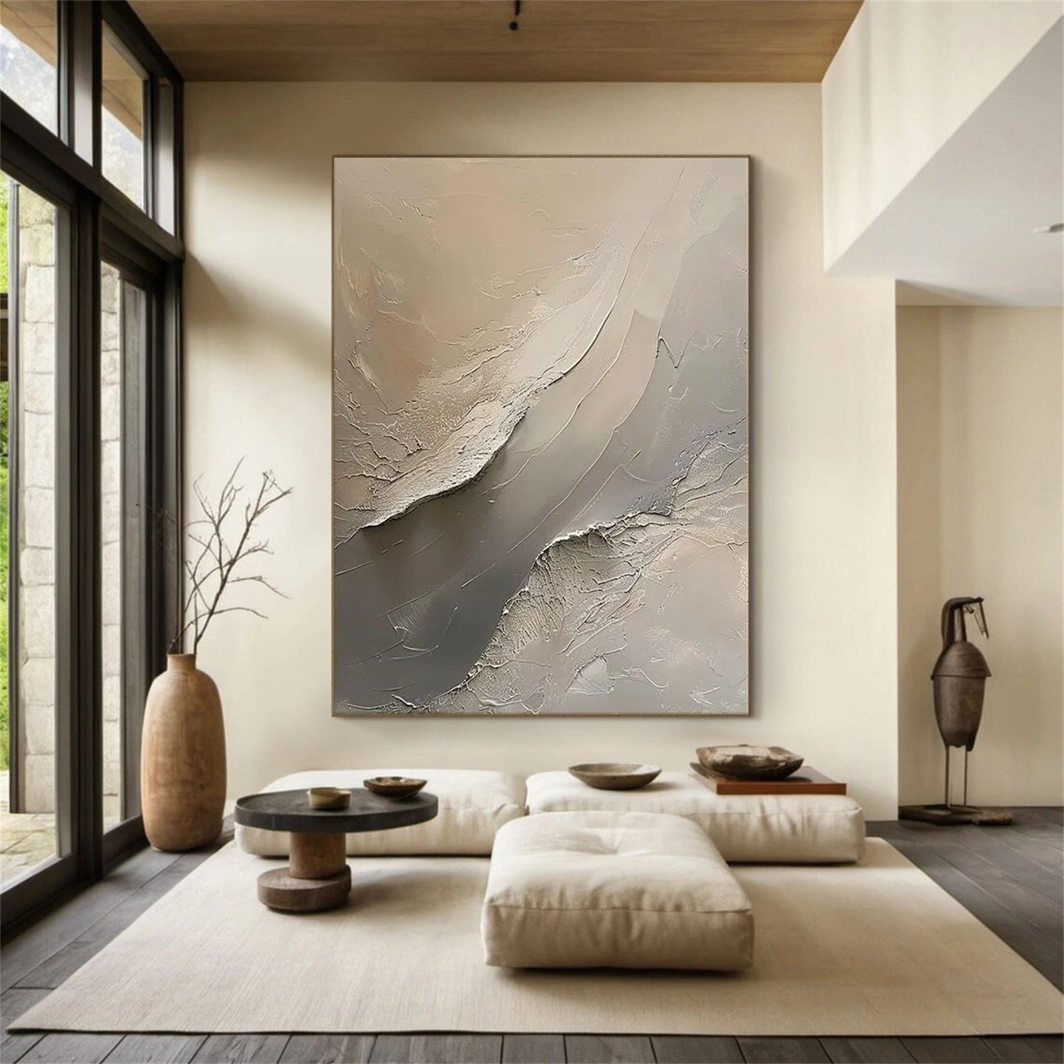 Wabi Sabi Textured Wall Art #WS308 - Handmade Boho Home Decor for Living Room, Bedroom & Office