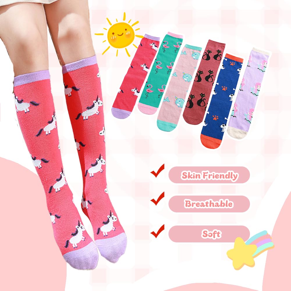 Cute Girls Knee High Socks - Soft Cotton Mid Calf Boot Socks for Teens & Women - Perfect Stocking Stuffers Gifts for Christmas, School & Winter Fashion