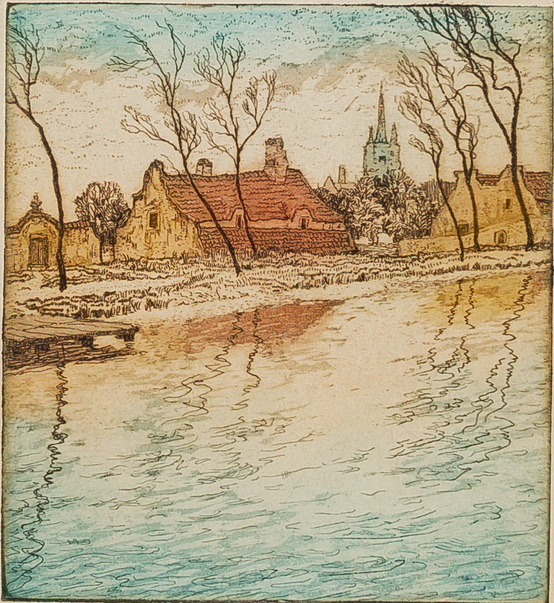 Nicholas Hornyansky Hungarian Canadian Artist (1896-1965) - The Old Canal Painting - Vintage Artwork for Home Decor & Office Wall Art