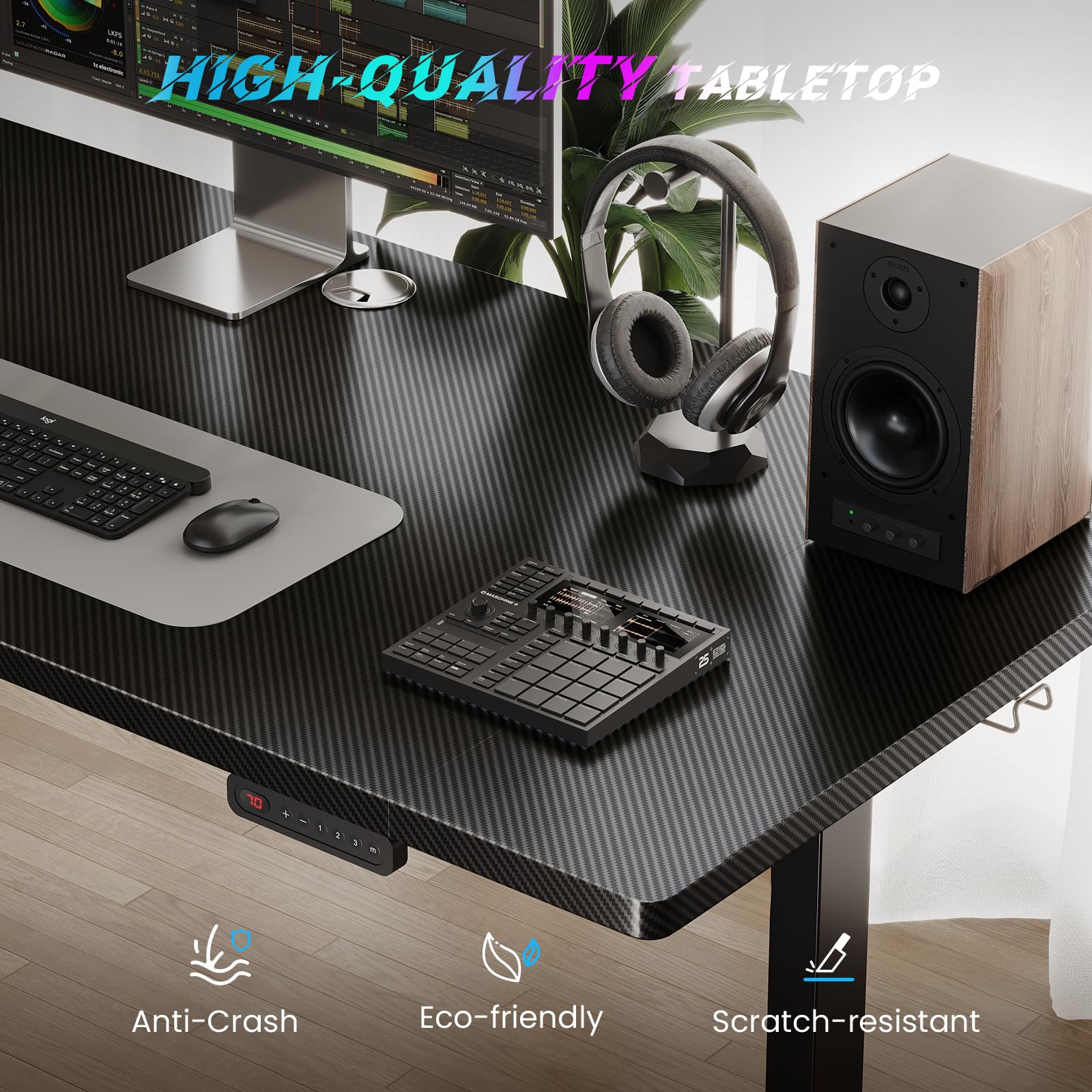 SIAGO 48 x 24 Inch Electric Standing Desk - Adjustable Height Sit Stand Desk with 3 Memory Presets & Cable Management - Perfect for Home Office, Gaming & Workspace Ergonomics