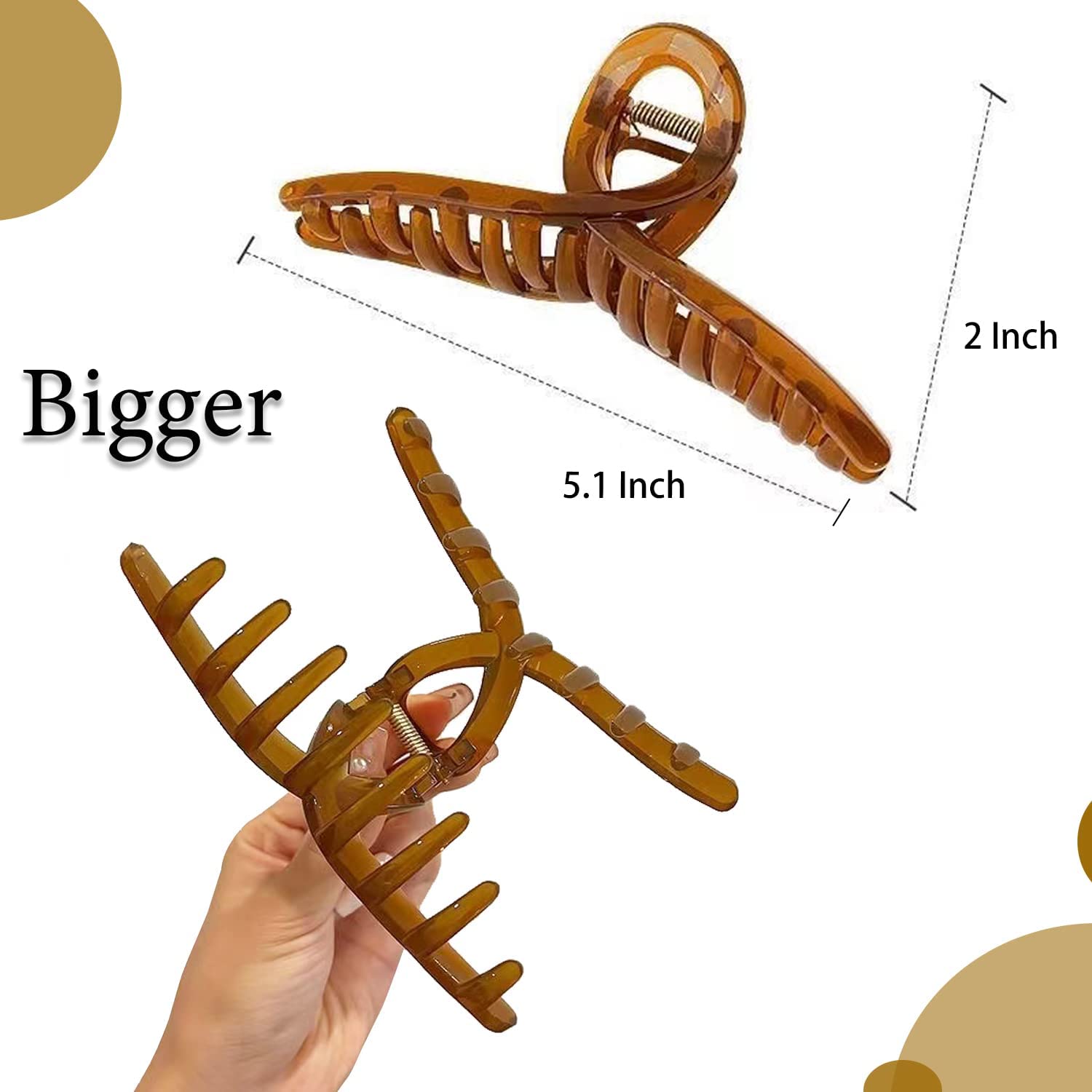 Bakefy Large Hair Claw Clips for Women & Girls - 4 Pack Jelly Hair Clips for Long Thick Hair - Strong Hold Hair Accessories for Ponytail, Bun & Updo Hairstyles