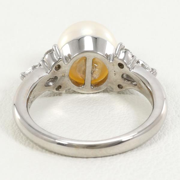 18K White Gold Akoya Pearl Diamond Ring for Women - Elegant Bridal Jewelry, Anniversary Gift, Wedding Engagement Ring, Perfect for Special Occasions