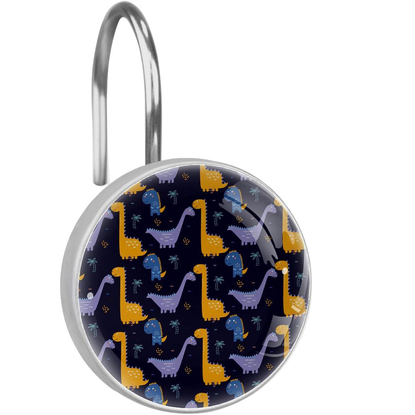 Dinosaur Shower Curtain Hooks - Smooth Glide Shower Rings with Dinosaur Pattern - Perfect for Kids' Bathroom Decor & Themed Bathroom Accessories