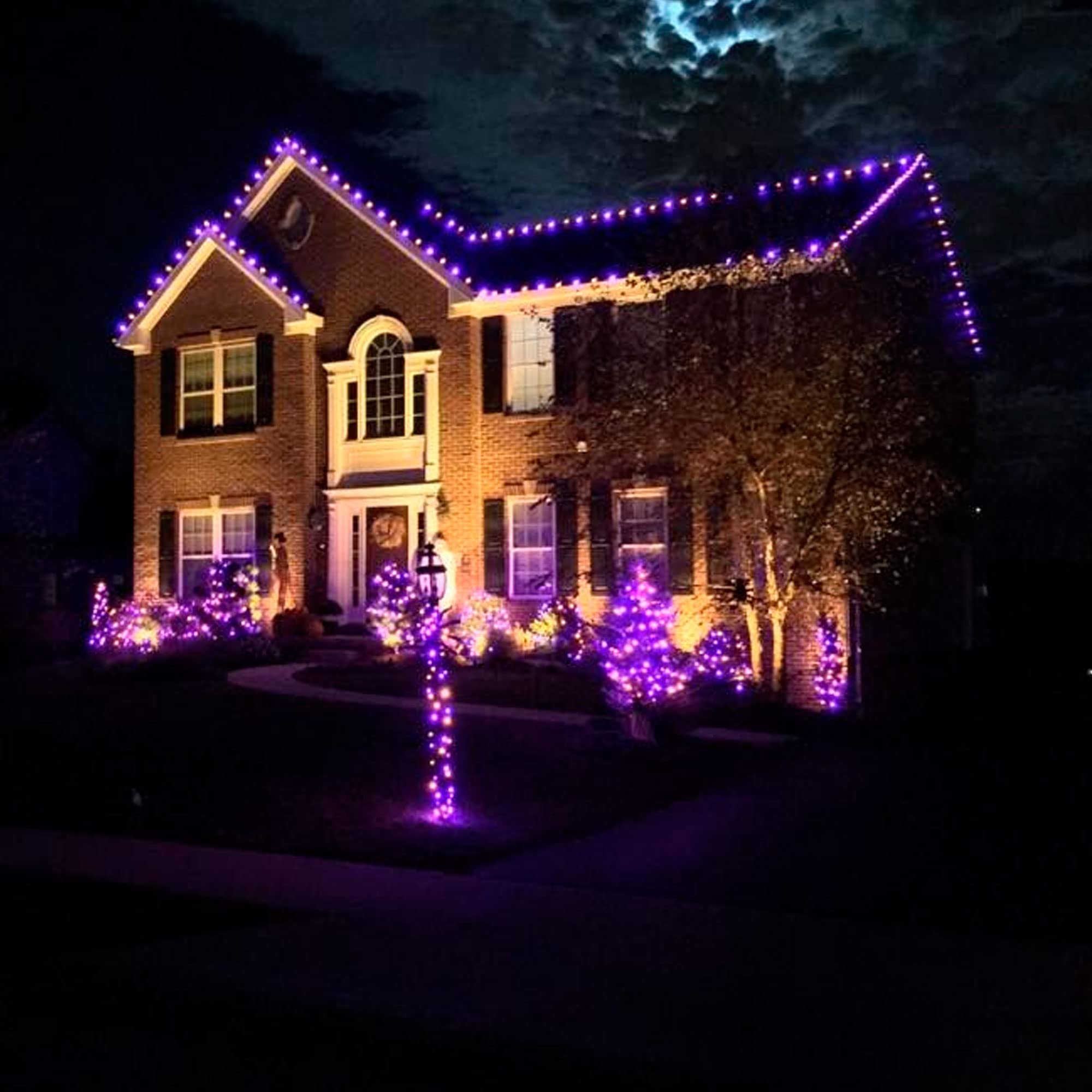FUNPENY 500 LED Halloween String Lights - 164FT Waterproof Outdoor/Indoor Lights with 8 Lighting Modes for Halloween Decorations, Yard Parties, Weddings, Garden & Home Decor (Purple) - Perfect for Spooky Nights, Backyard Gatherings & Holiday Celebrations