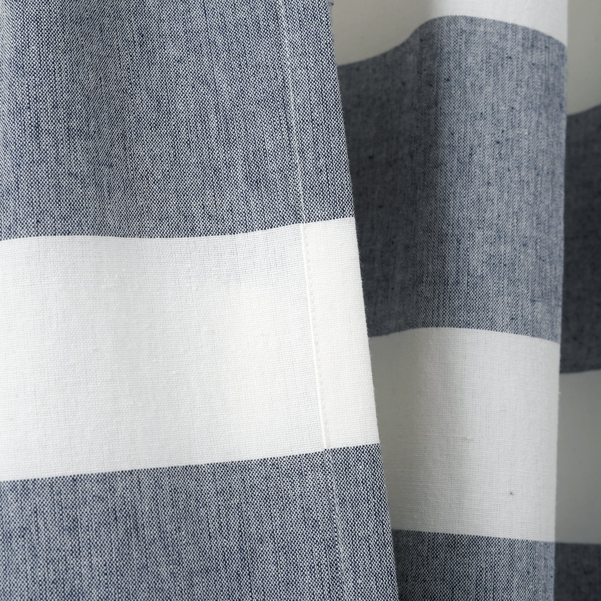 Premium Cape Cod Stripe Yarn-Dyed Cotton Curtain Panel Set - Breathable Window Treatments for Living Room, Bedroom & Coastal Decor