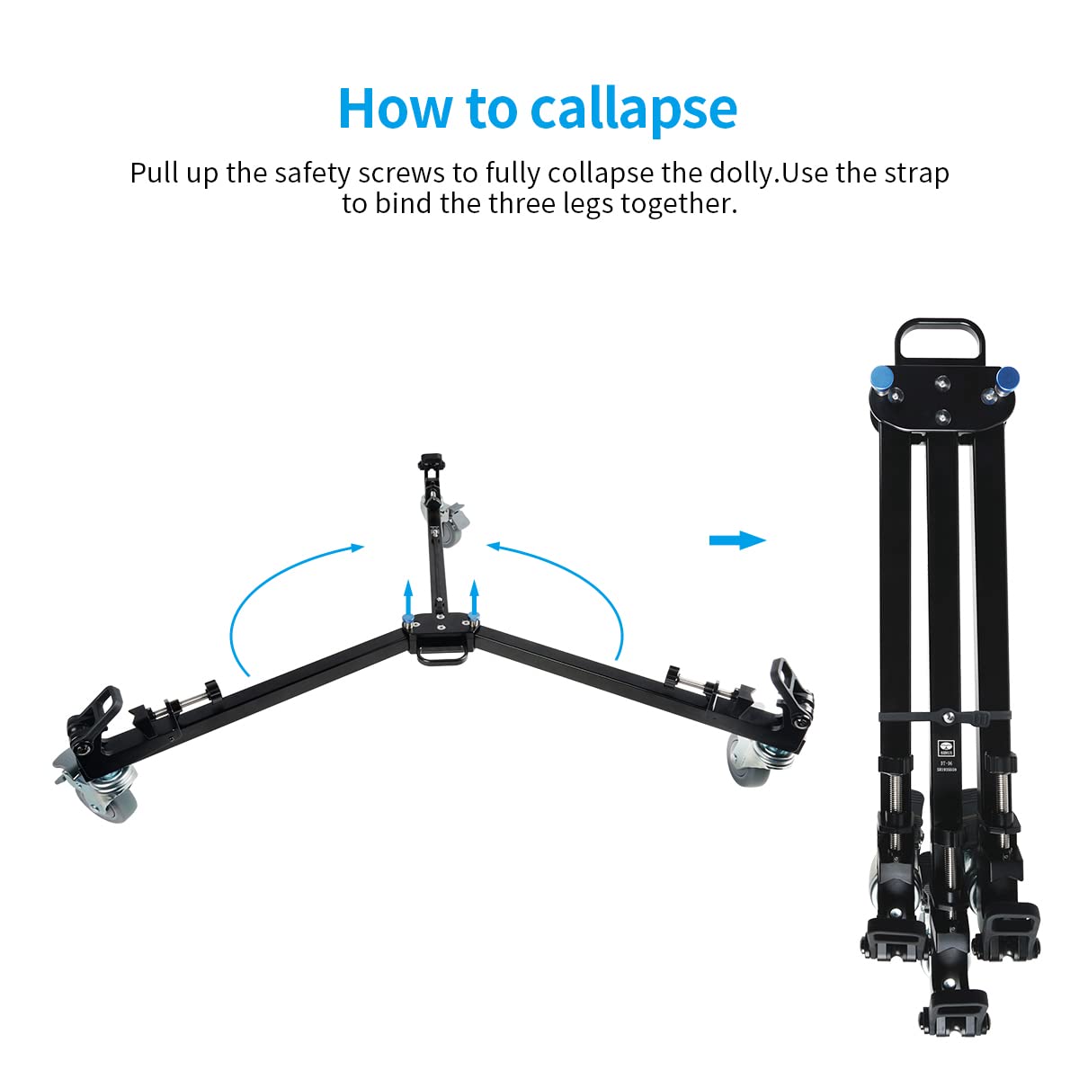 SIRUI DT-06 Professional Video Tripod Dolly - Heavy Duty Smooth Motion Camera Tripod with Wheels for DSLR Camcorder & Lighting Equipment | Perfect for Film Production, Live Streaming & Studio Photography