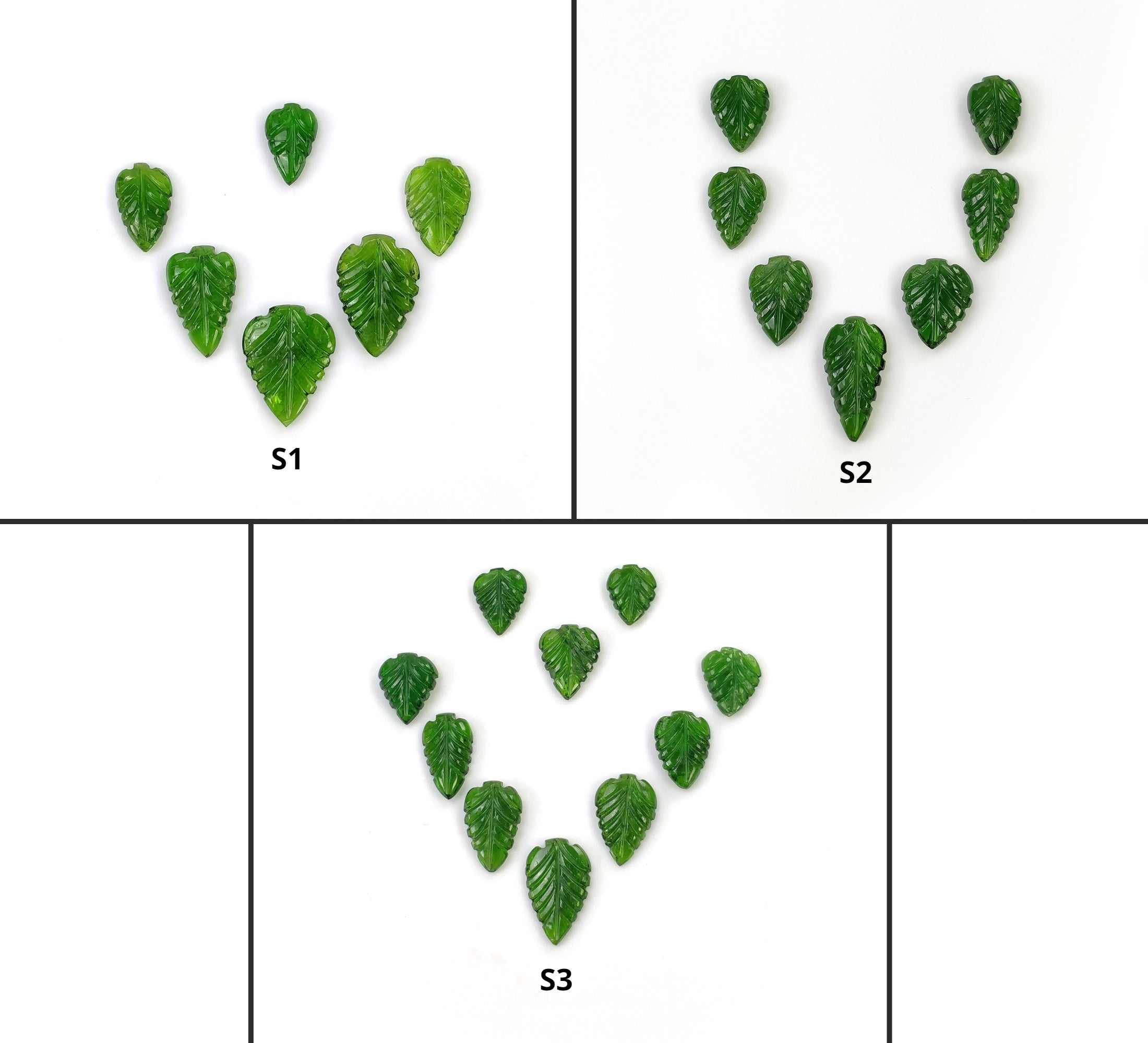 Natural Green Chrome Diopside Gemstone Carving - Handcrafted Leaf Pendant (6pcs/7pcs/10pcs) | Healing Crystal Jewelry for Meditation, Energy Work & Spiritual Gifts