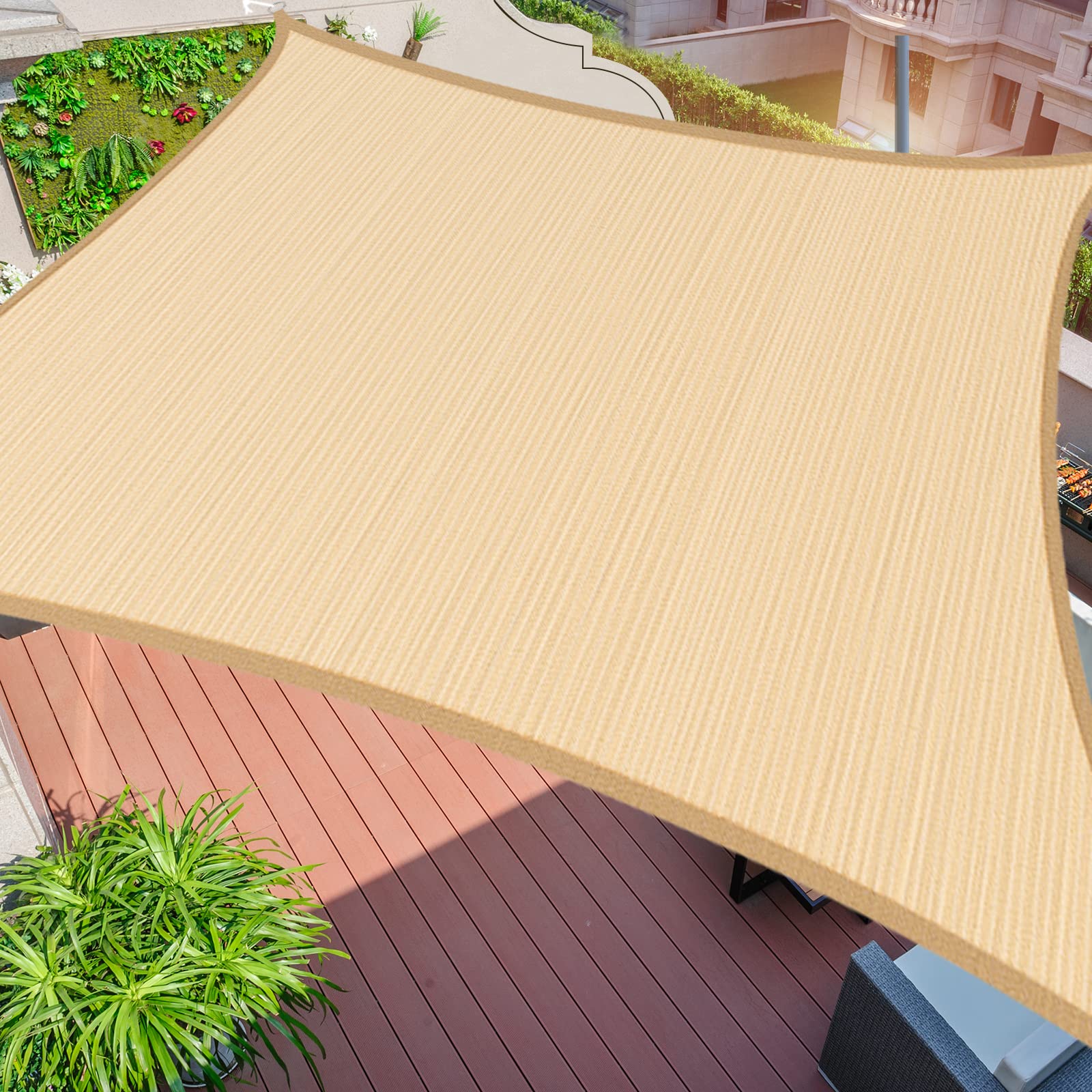 10' x 13' Rectangle Patio Sun Shade Sail - UV Resistant Outdoor Canopy for Garden, Pool & Backyard - Waterproof Bike Cover & Outdoor Storage Protection - Perfect for Picnics, Camping and Patio Relaxation