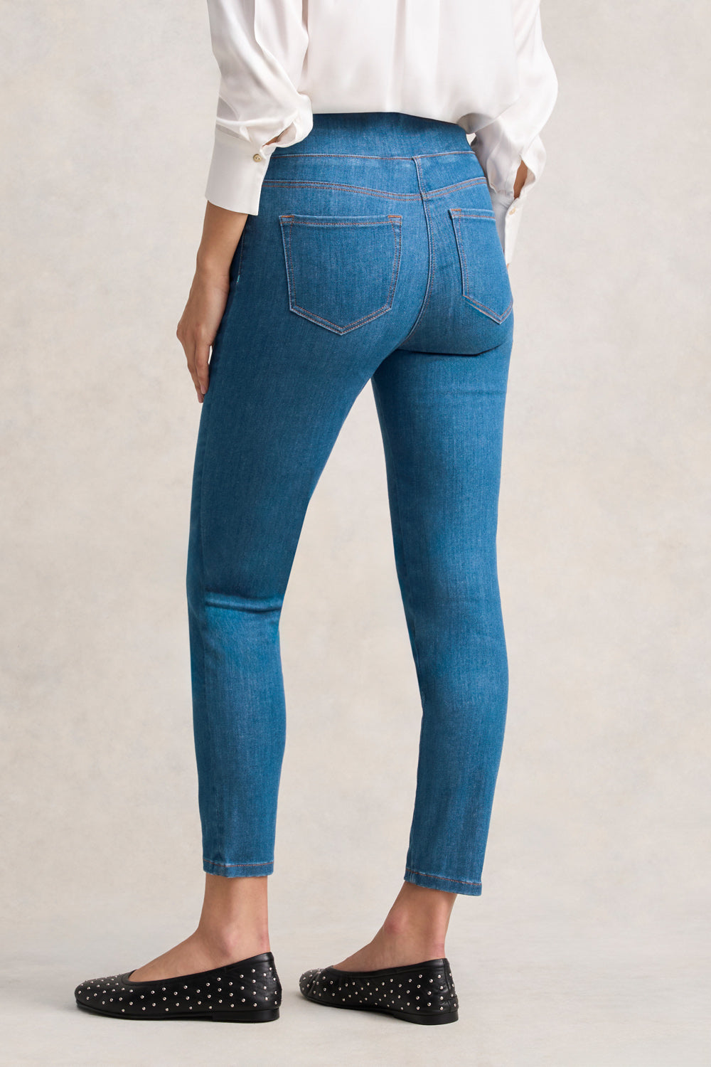 Bengajean® Women's 7/8 Length Skinny Jeans - Indigo Mid Wash Denim Pants for Casual Wear & Everyday Outfits