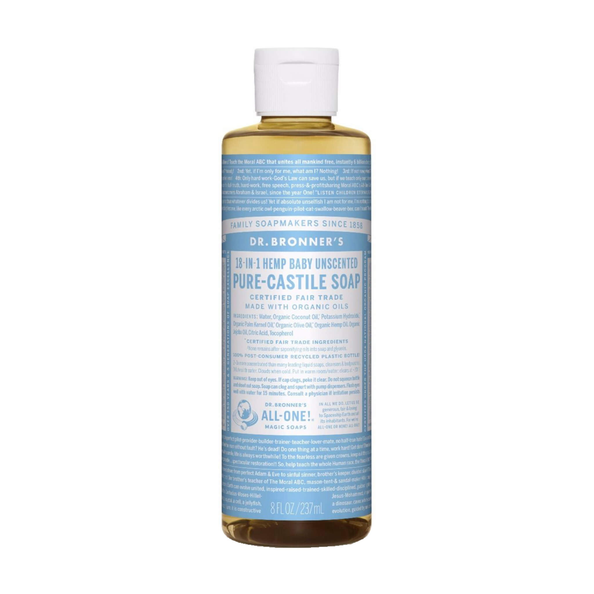 Organic Pure Castile Liquid Soap - All-Natural Vegan Body Wash & Hand Soap for Sensitive Skin | Gentle Cleanser for Face, Baby & Household Cleaning | Eco-Friendly, Biodegradable & Cruelty-Free