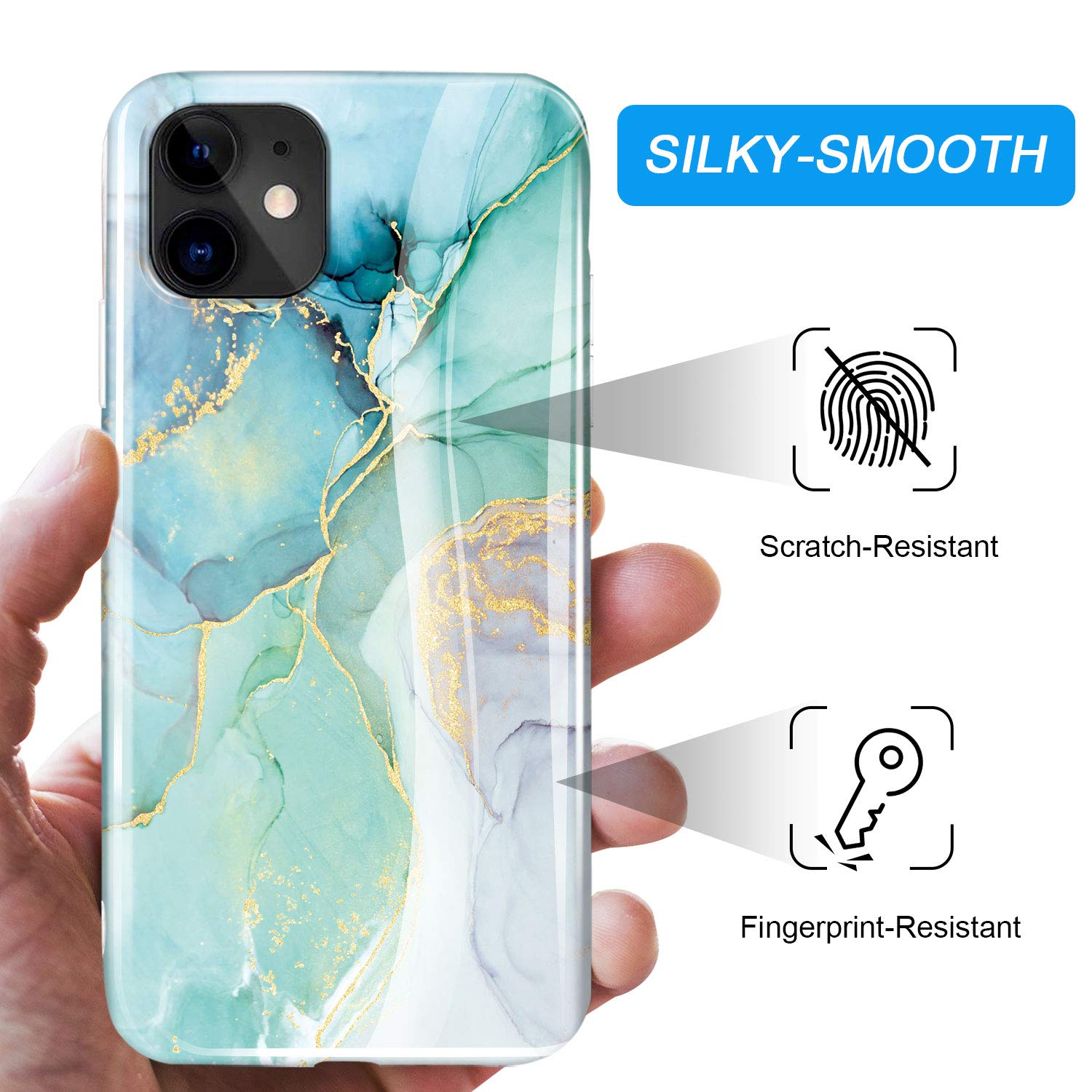 Luolnh iPhone 11 Case - Marble Design Shockproof Soft Silicone Bumper Cover for iPhone 11 6.1 Inch (2019 Model) - Abstract Mint | Perfect for Daily Use, Work, and Travel Protection