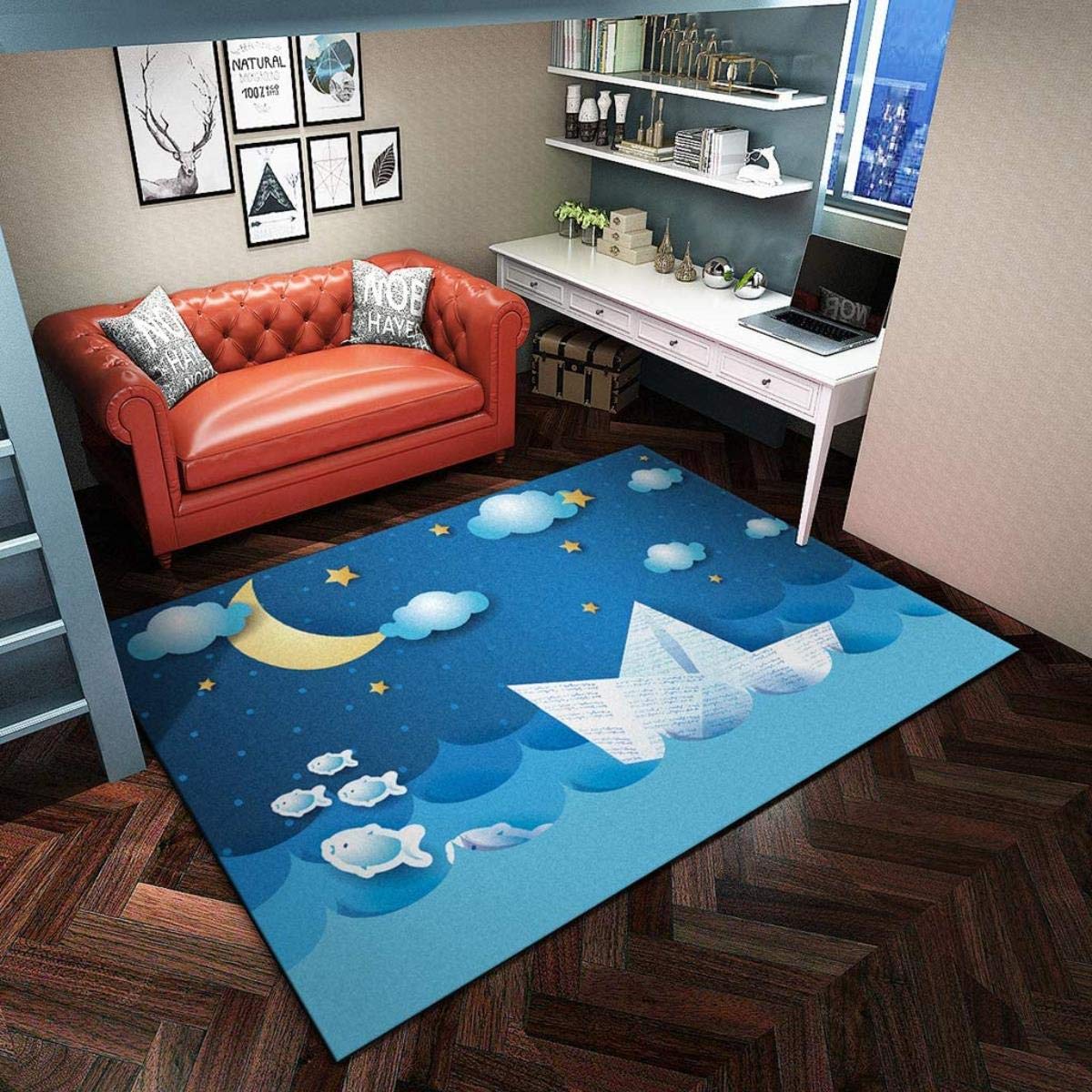 Soft Kids Room Rug - Anti-Skid Large Fur Area Rug for Baby Nursery & Children's Bedroom, Modern Indoor Floor Carpet for Boys & Girls (4'x5') - Perfect for Playrooms, Daycare Centers & Cozy Home Decor