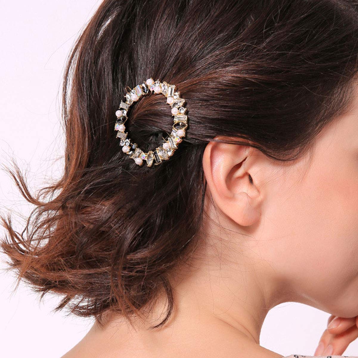 Numblartd Fashion Geometric Rhinestone Crystal Hair Clips - Elegant Imitation Pearl Hairpins & Barrettes for Women, Wedding & Party Hair Accessories (White) - Perfect for Bridal, Prom, and Formal Occasions