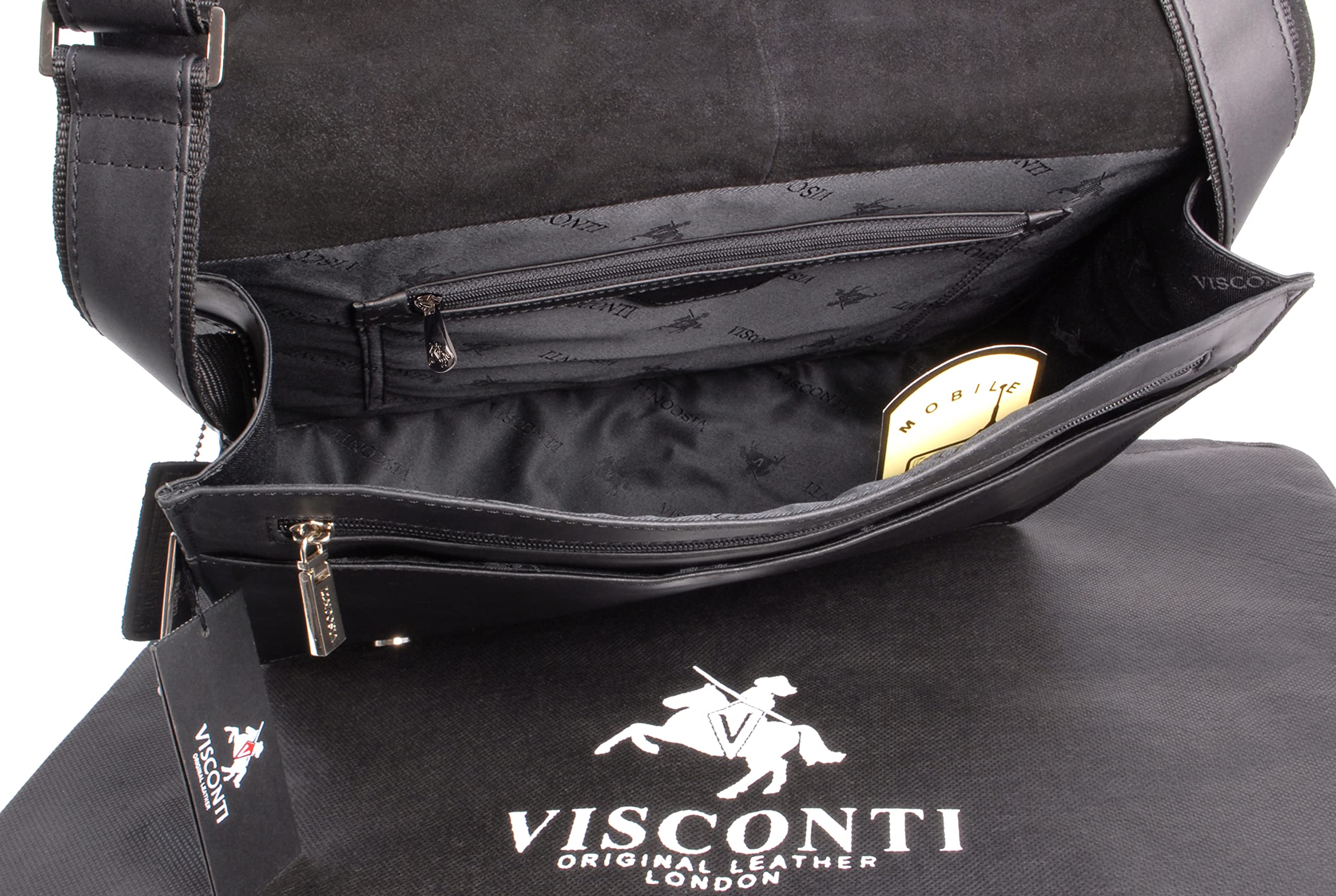 VISCONTI Genuine Leather Messenger Bag for Men - 13-14 Inch Laptop Briefcase - Professional Work Bag Fits A4 Notebooks & Documents - Perfect for Office, Business Travel & College (Model 18548 Harvard)
