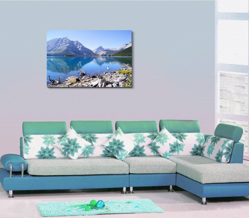 Stunning Canvas Print - Kananaskis Lakes Landscape in Canadian Rockies with Mountain Reflection | Modern Wall Art Home Decor 32x48 Inches | Perfect for Living Room, Bedroom & Office Décor